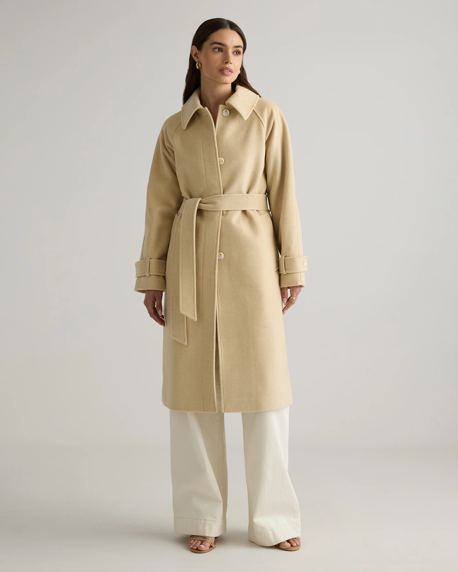 Italian Wool Belted Point Collar Coat