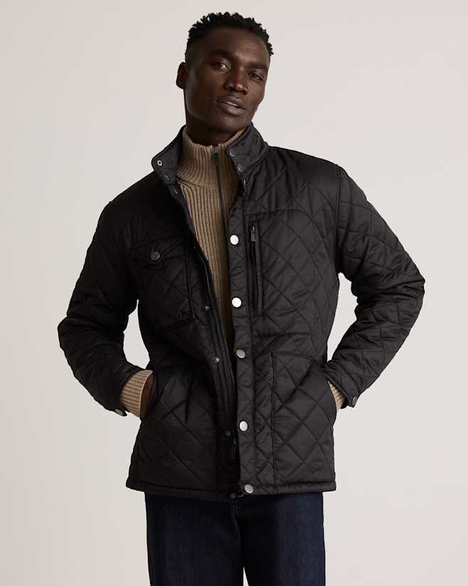 Black Featherless Quilted Utility Jacket