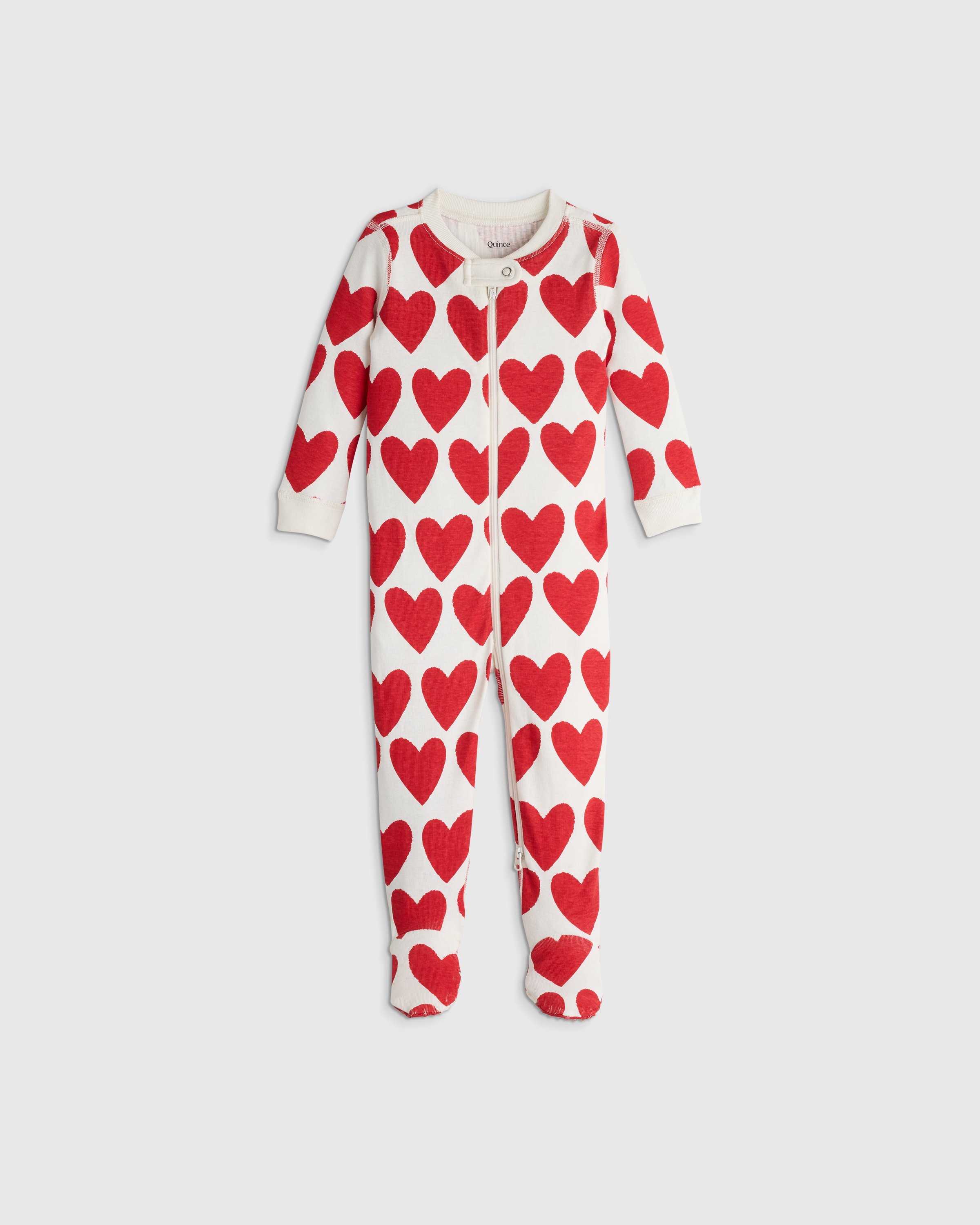Red Hearts 100% Organic Cotton Footie Pajama