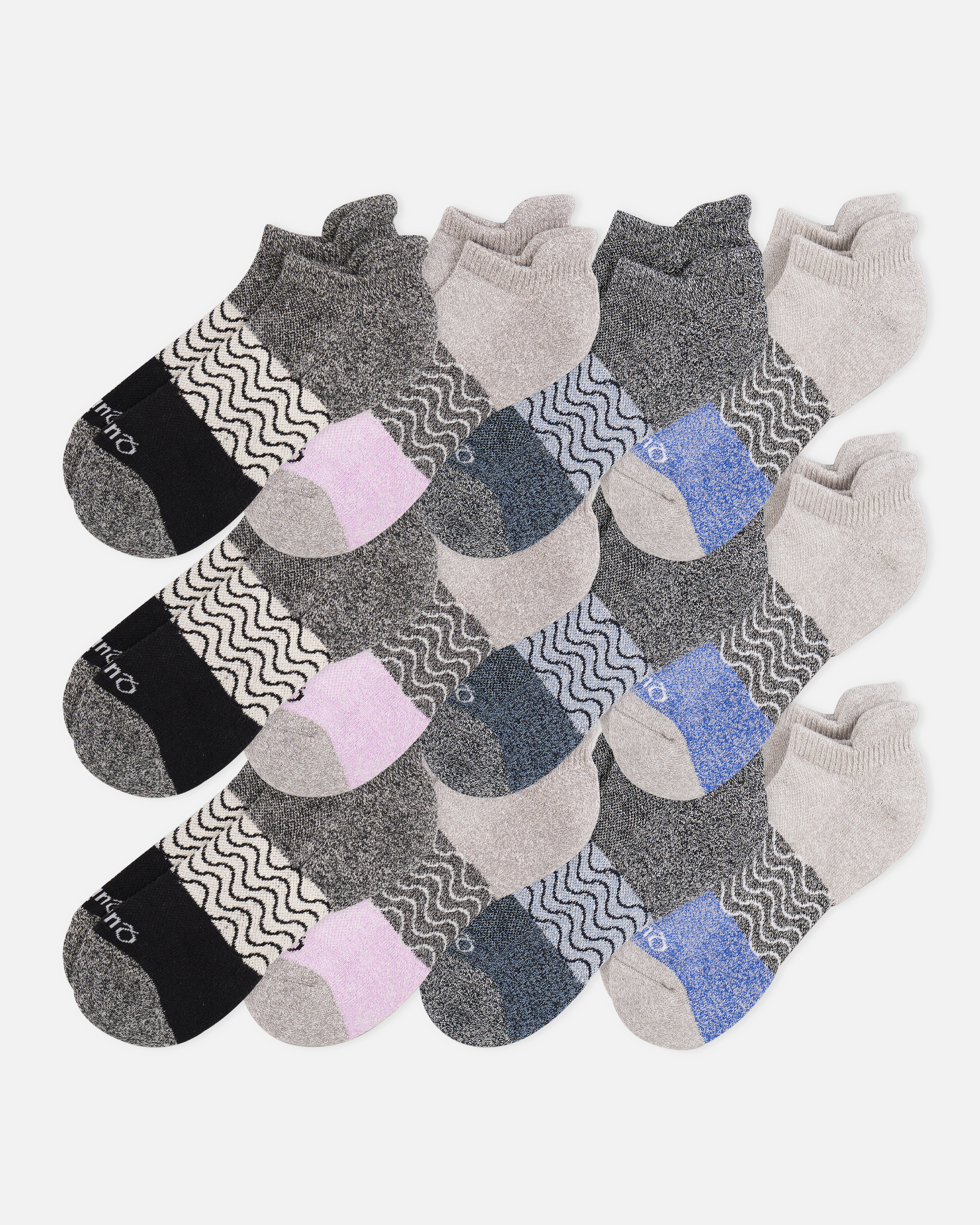 Everyday Cotton Tri-Block Marl Ankle Socks (12-pack)