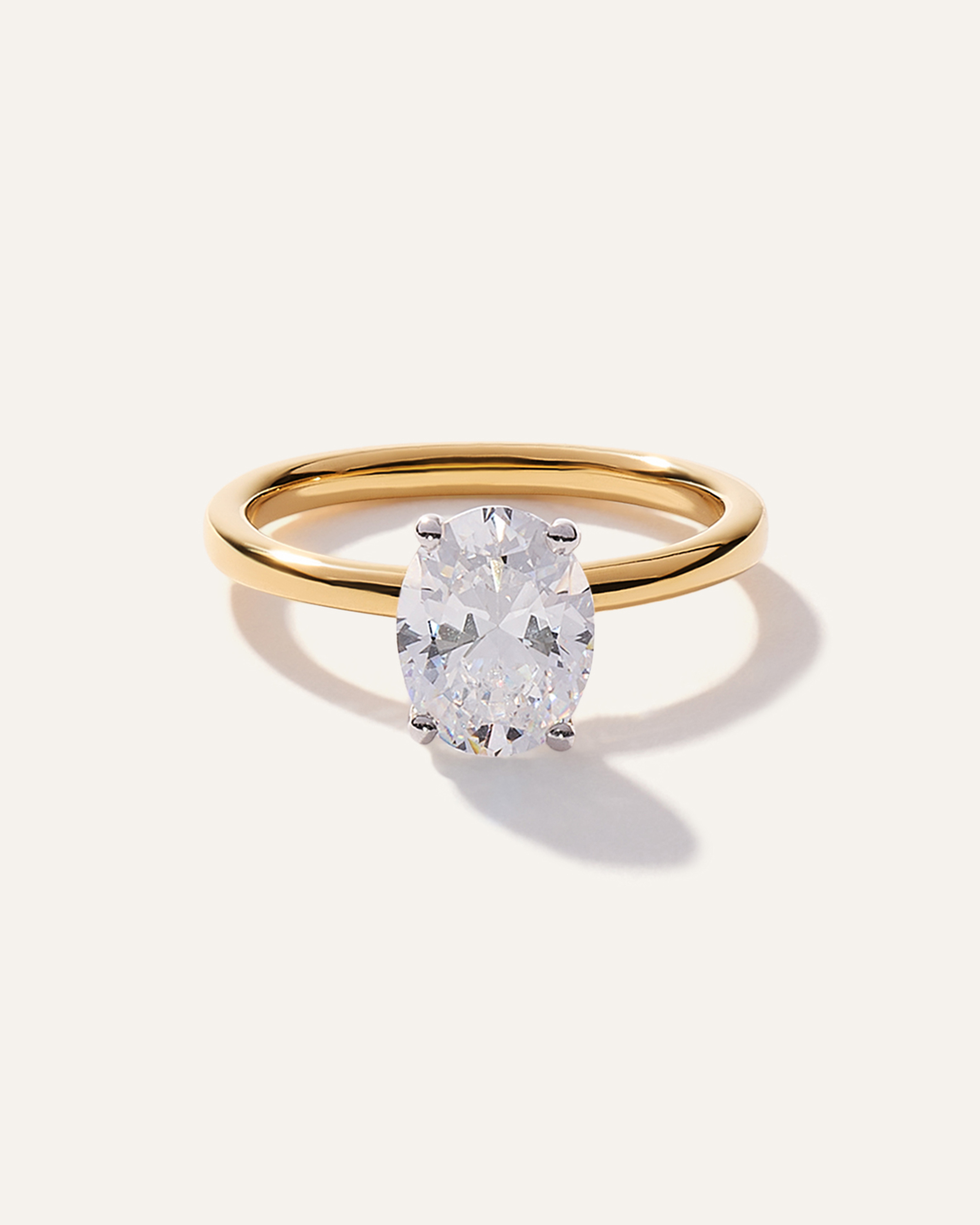 Yellow Gold Lab Grown Diamond Oval Comfort Fit Engagement Ring