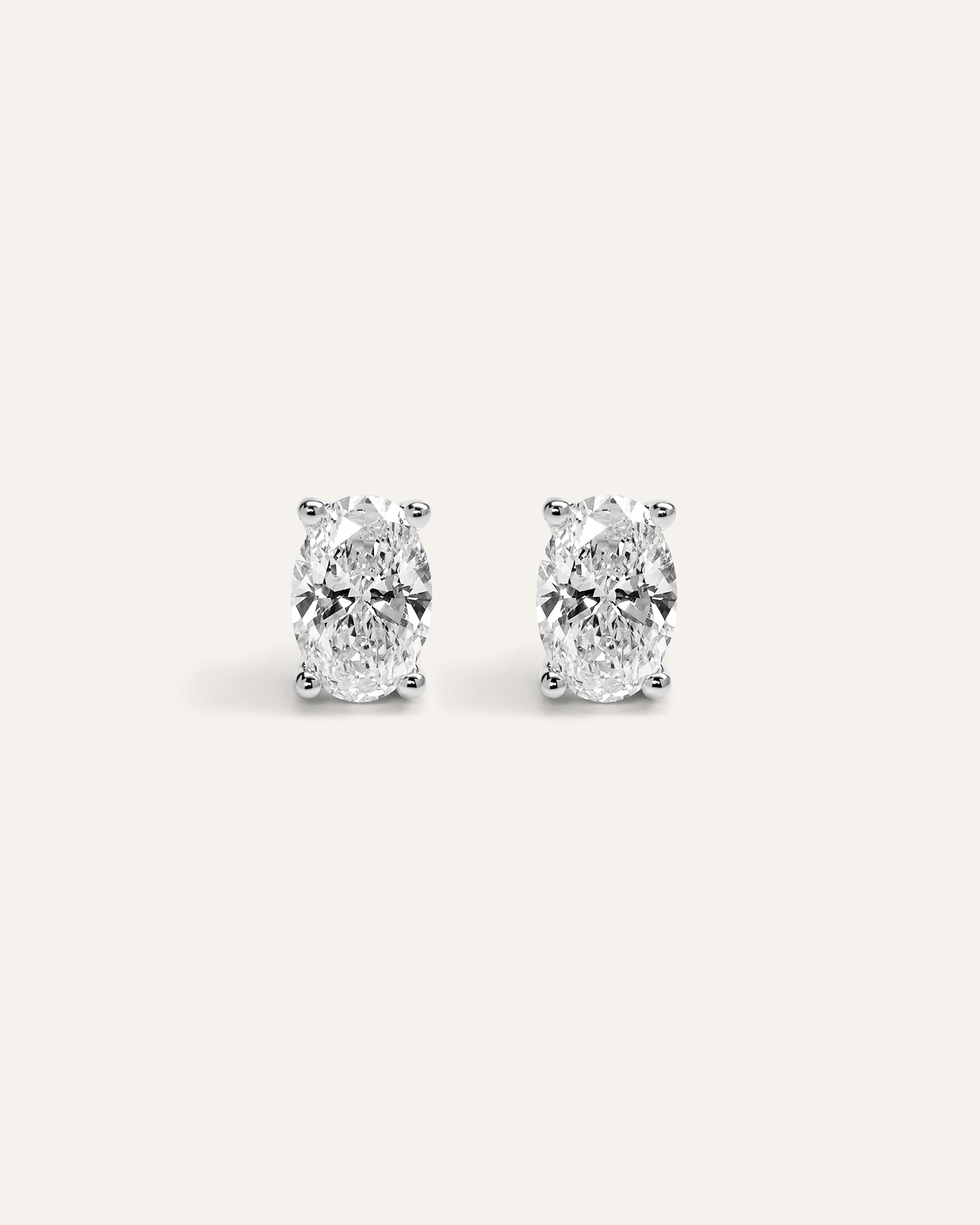 White Gold 14k Gold Lab Grown Diamond Oval Solitaire Studs