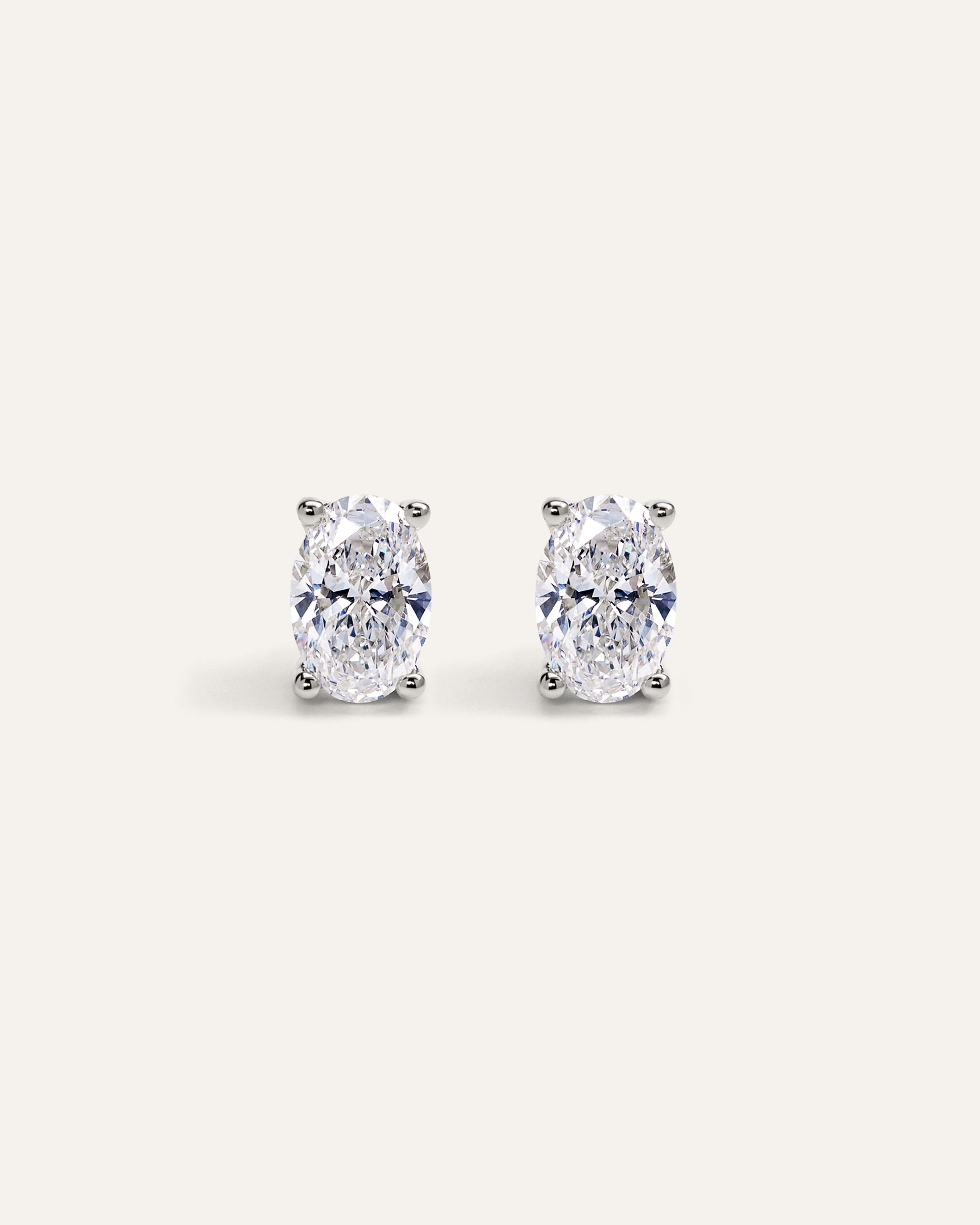 White Gold 14K Gold Lab Grown Diamond Oval Solitaire Studs - 2ctw