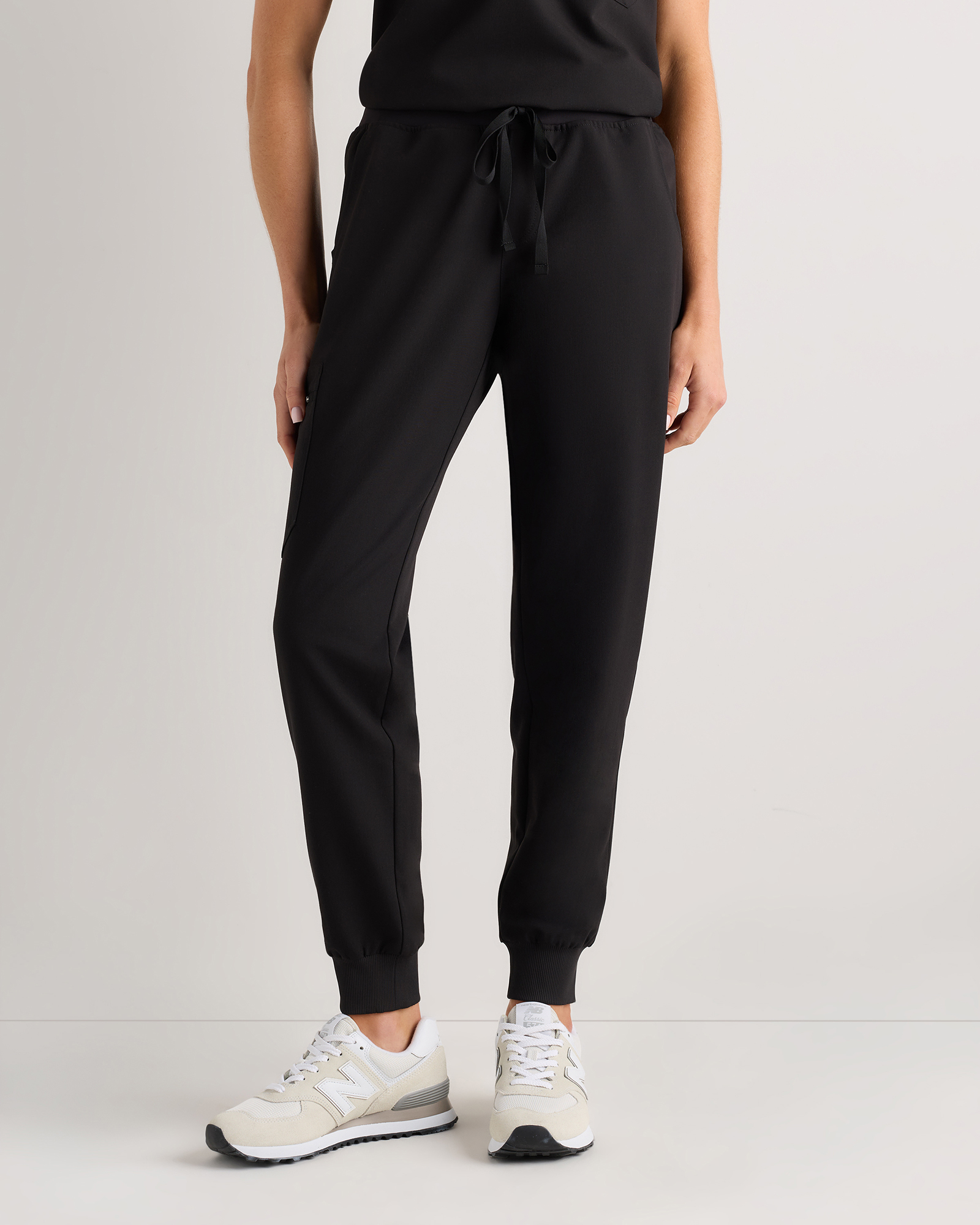 Bold Black AeraFlex Scrub Joggers