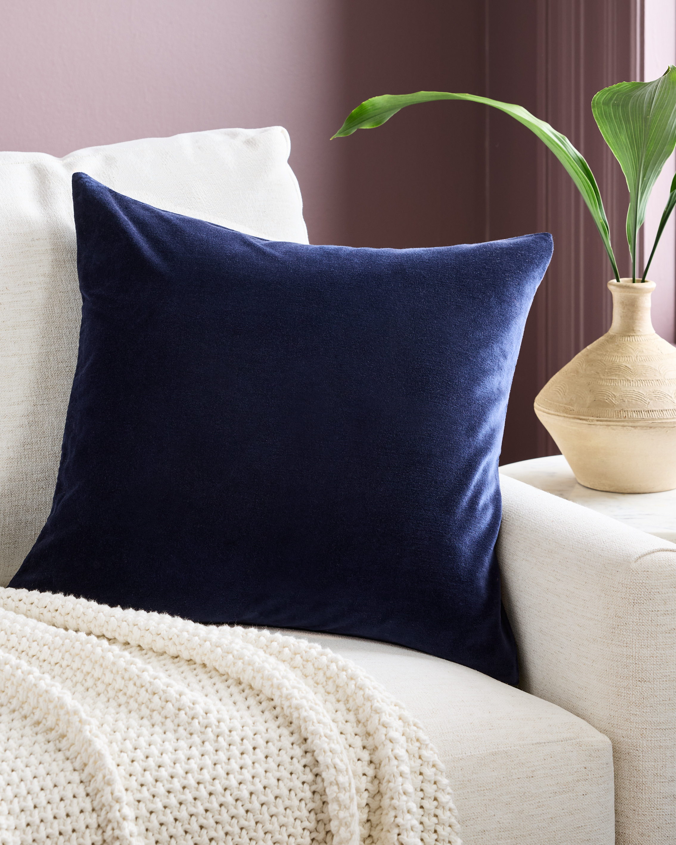 Navy Classic Cotton Velvet Pillow Cover