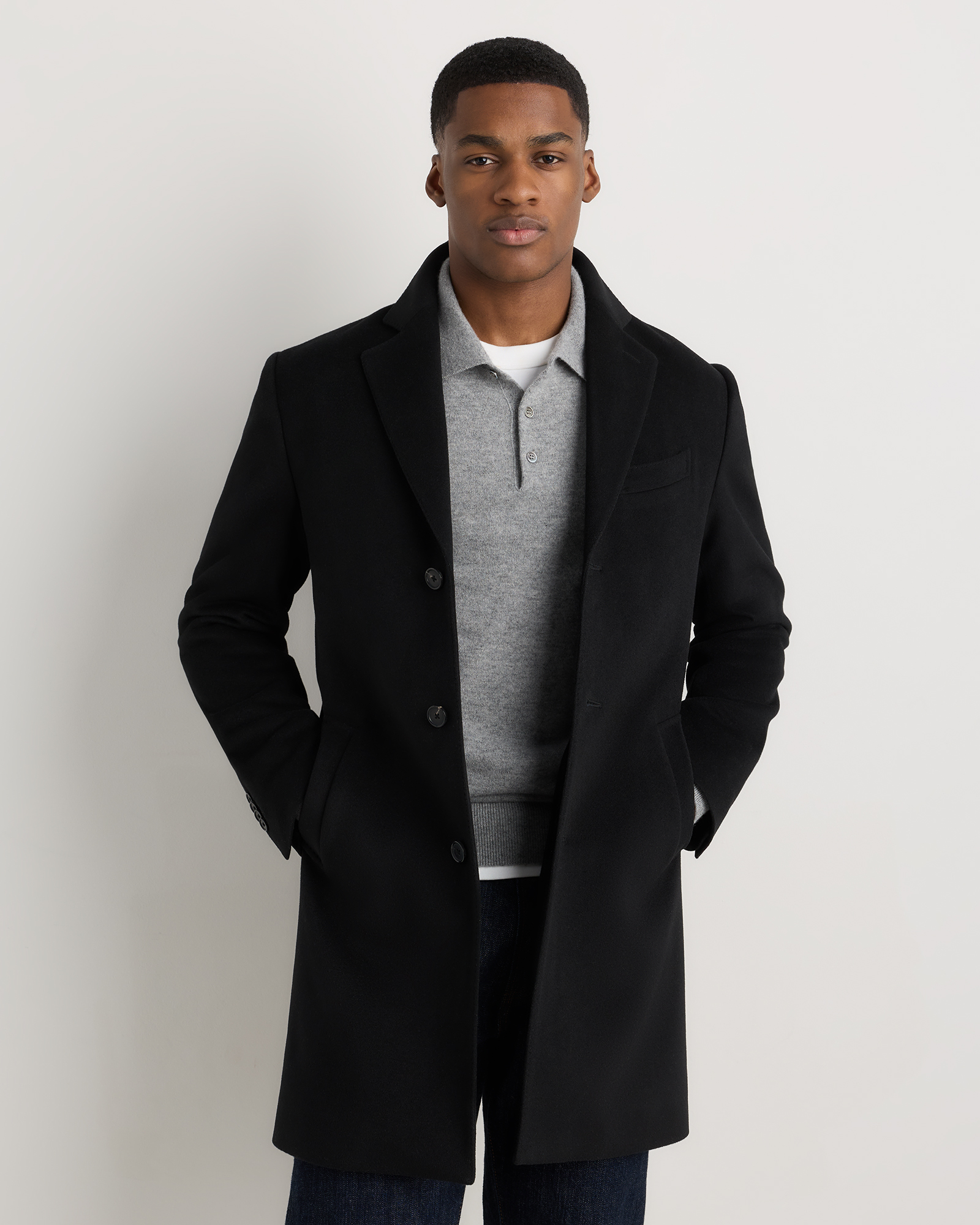 Black 100% Mongolian Cashmere Overcoat