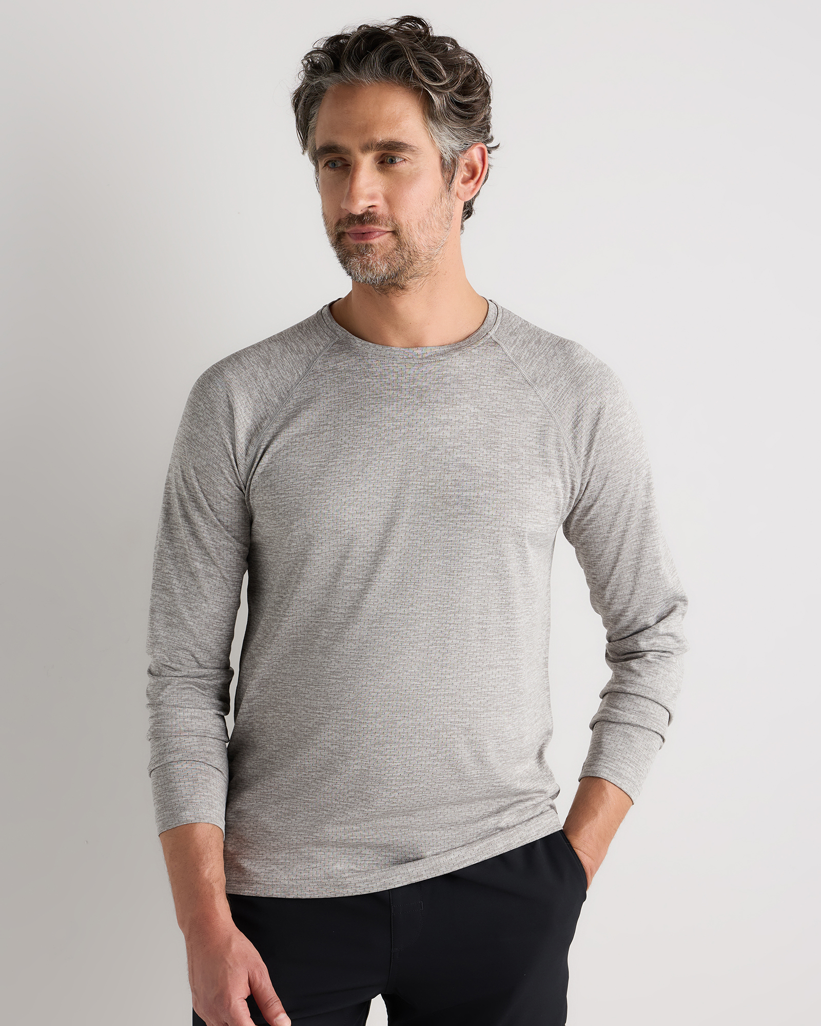 Heather Grey Mesh Performance Training Long Sleeve Tee