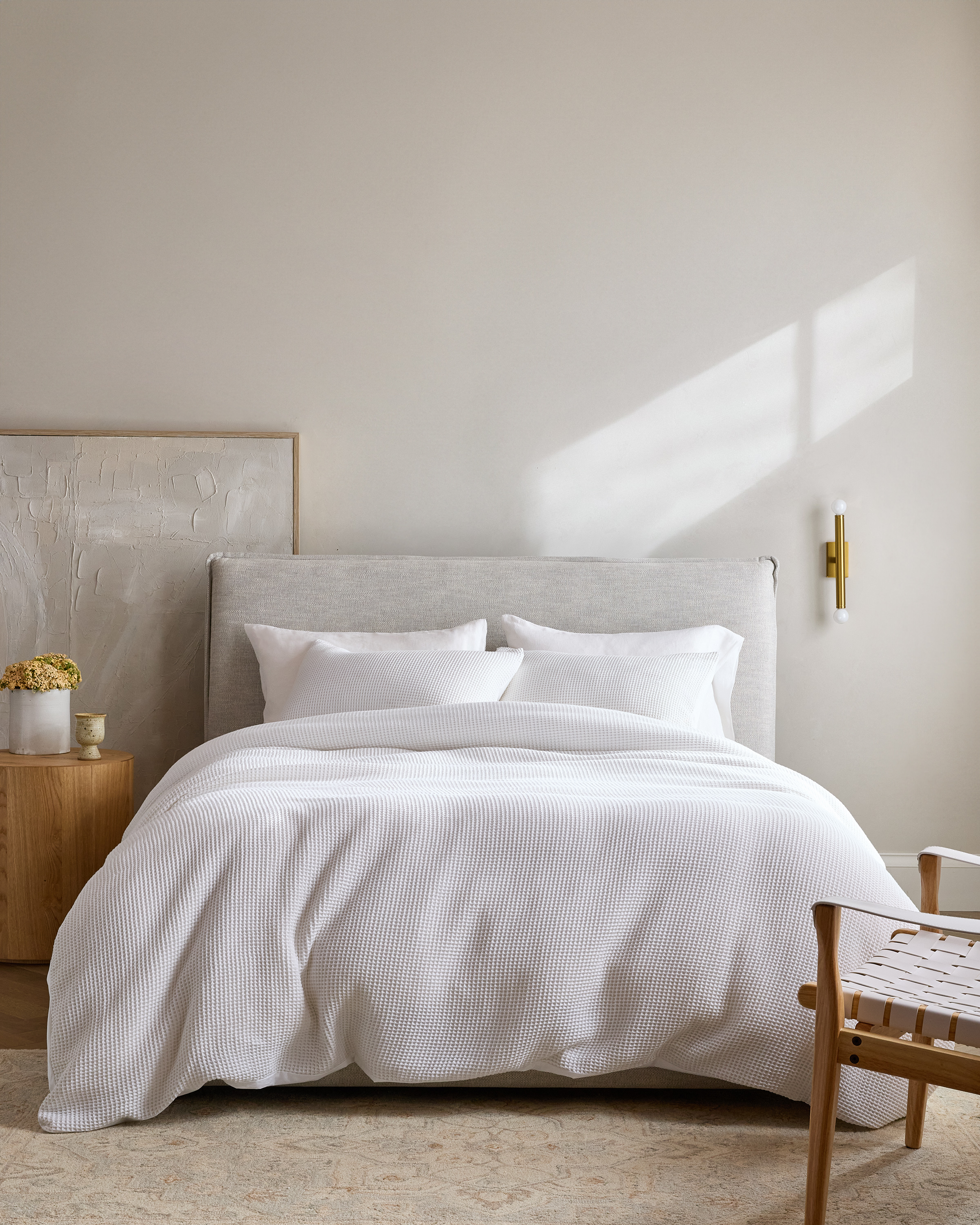 White Organic Waffle Duvet Cover Set