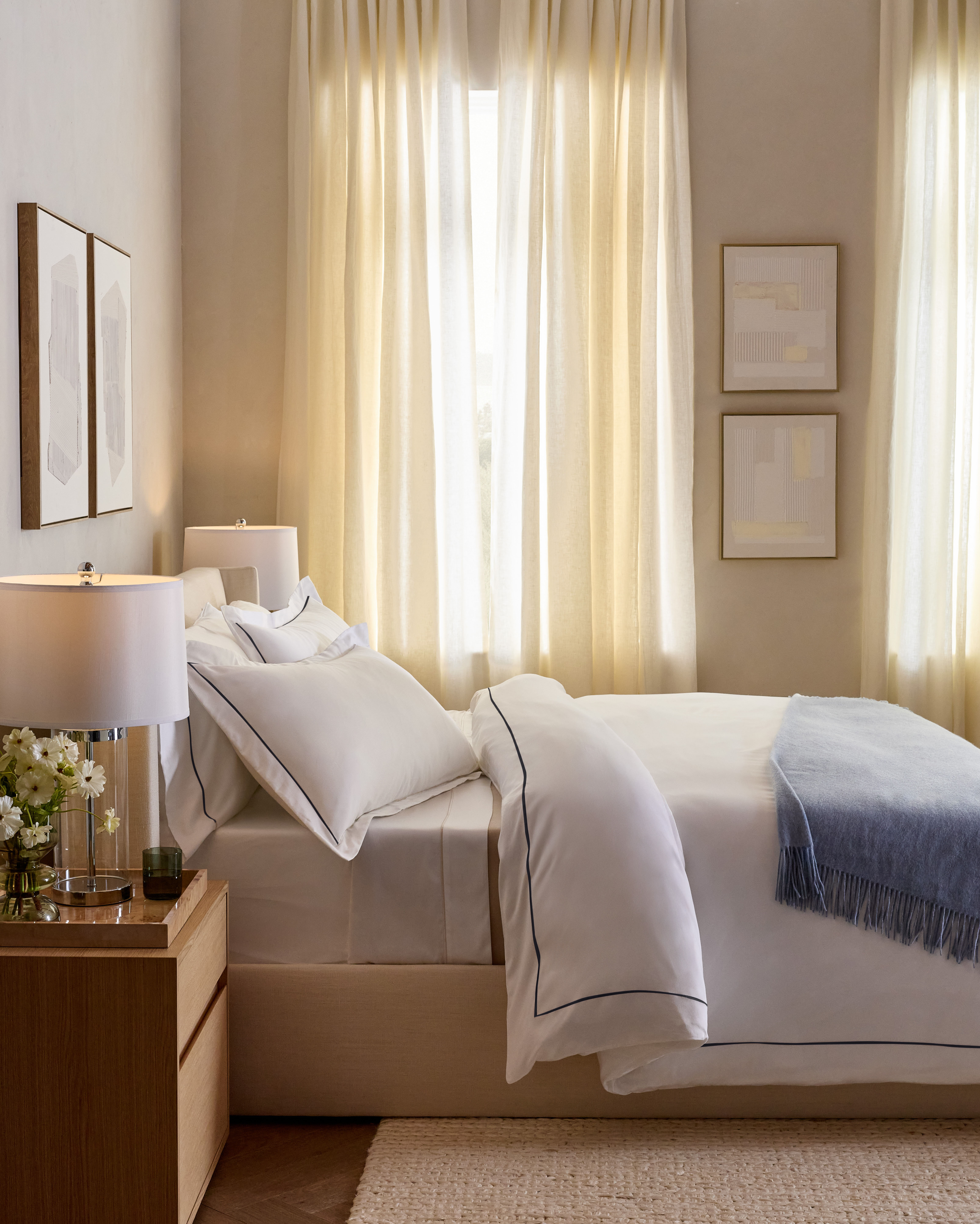 White/Mineral Signature Giza Cotton Sateen Duvet Cover