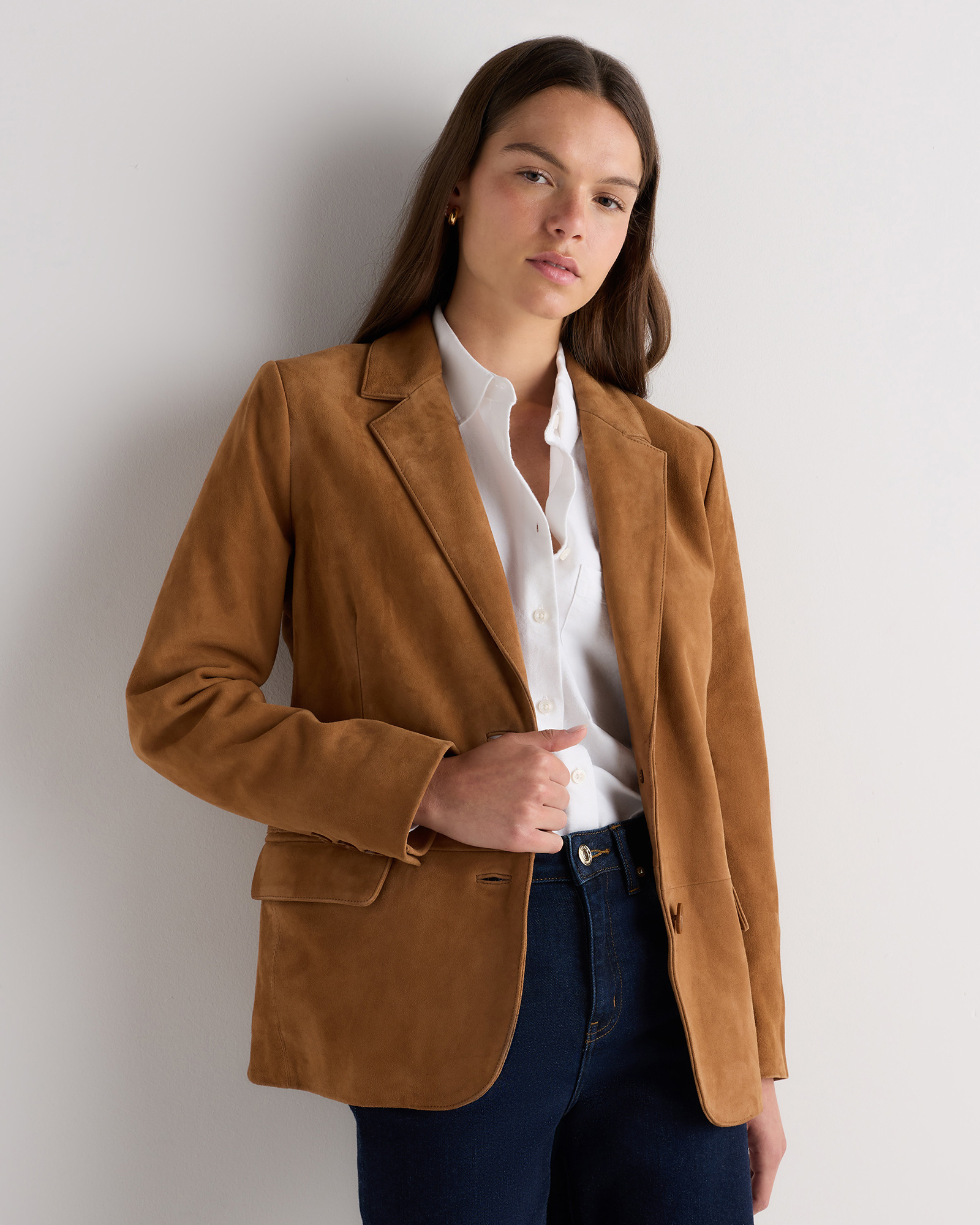 Cognac Brown 100% Suede Blazer