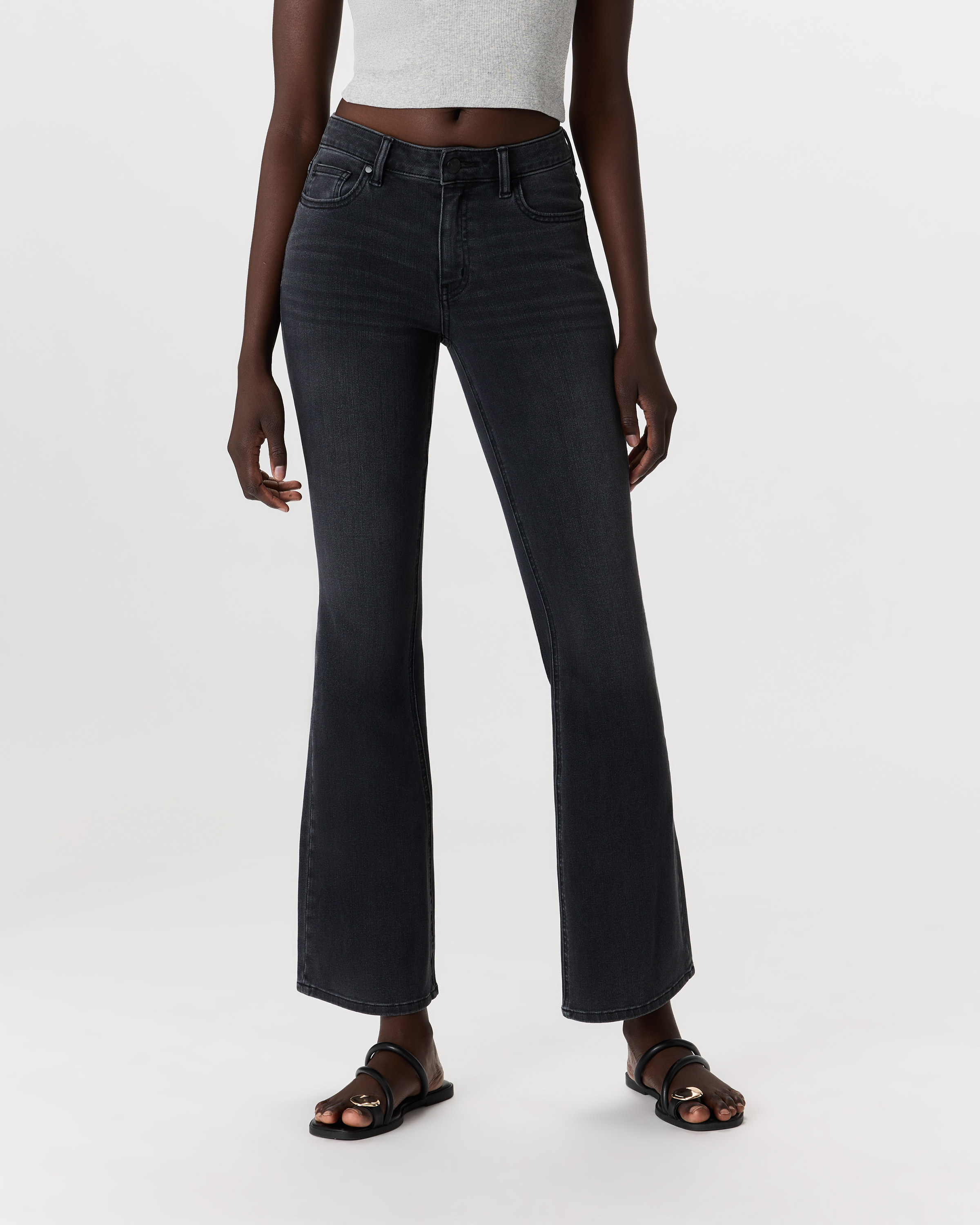 Faded Black Luna Stretch Flare Jeans