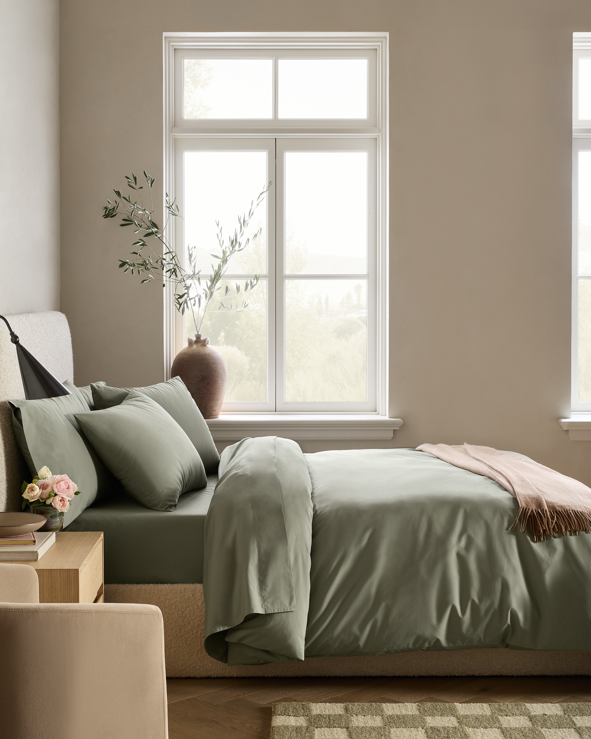 Dried Sage Organic Crisp Percale Duvet Cover