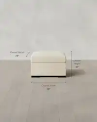 Dimension diagram showing the size of the ottoman.