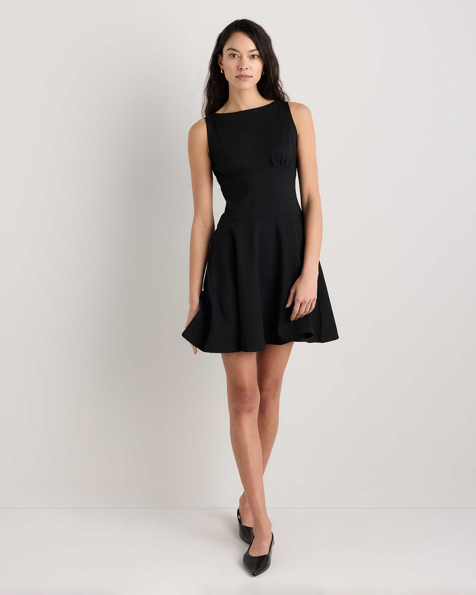 Washable Stretch Silk High Neck Midi Dress