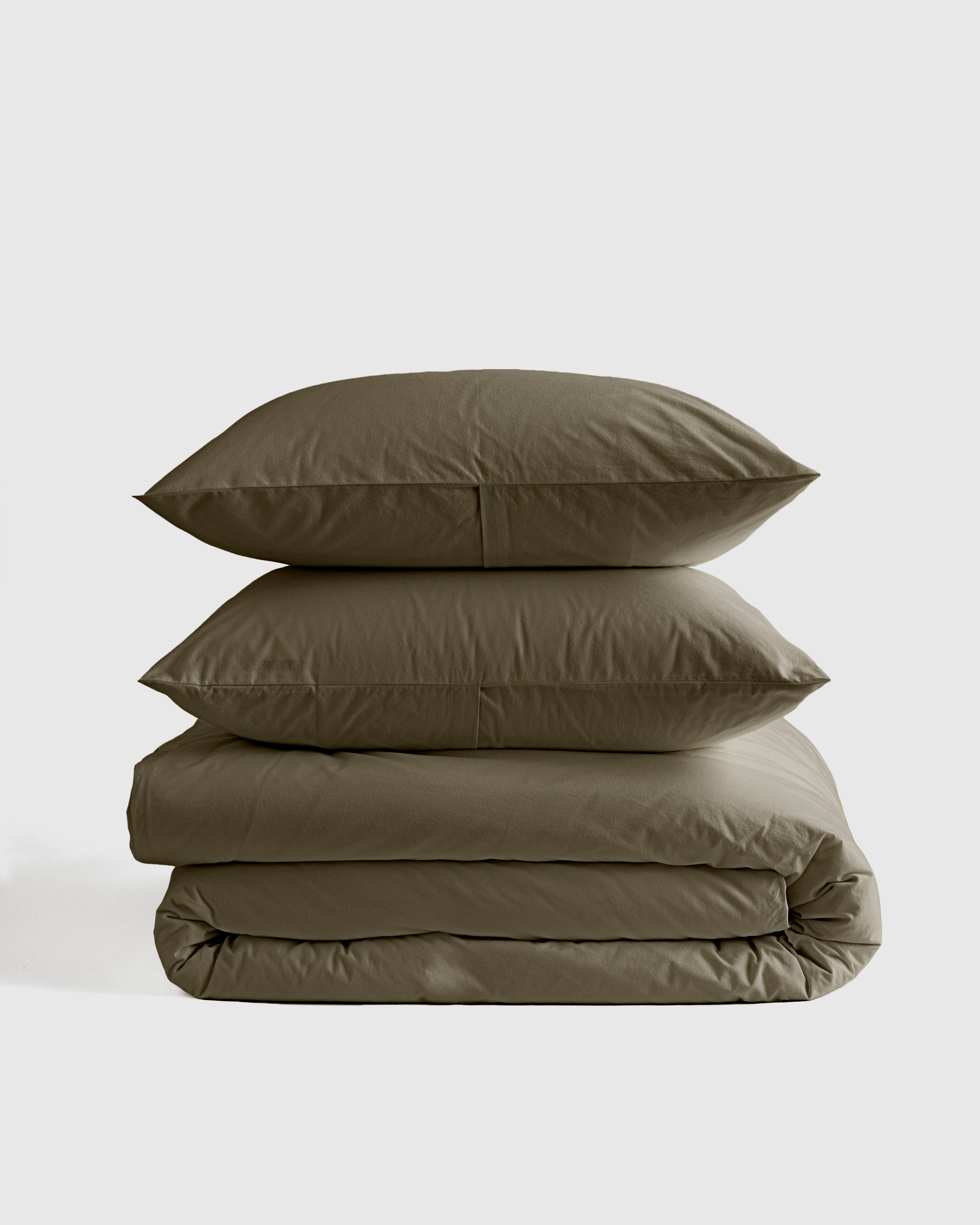 Dusty Olive Organic Brushed Cotton Duvet Cover Set