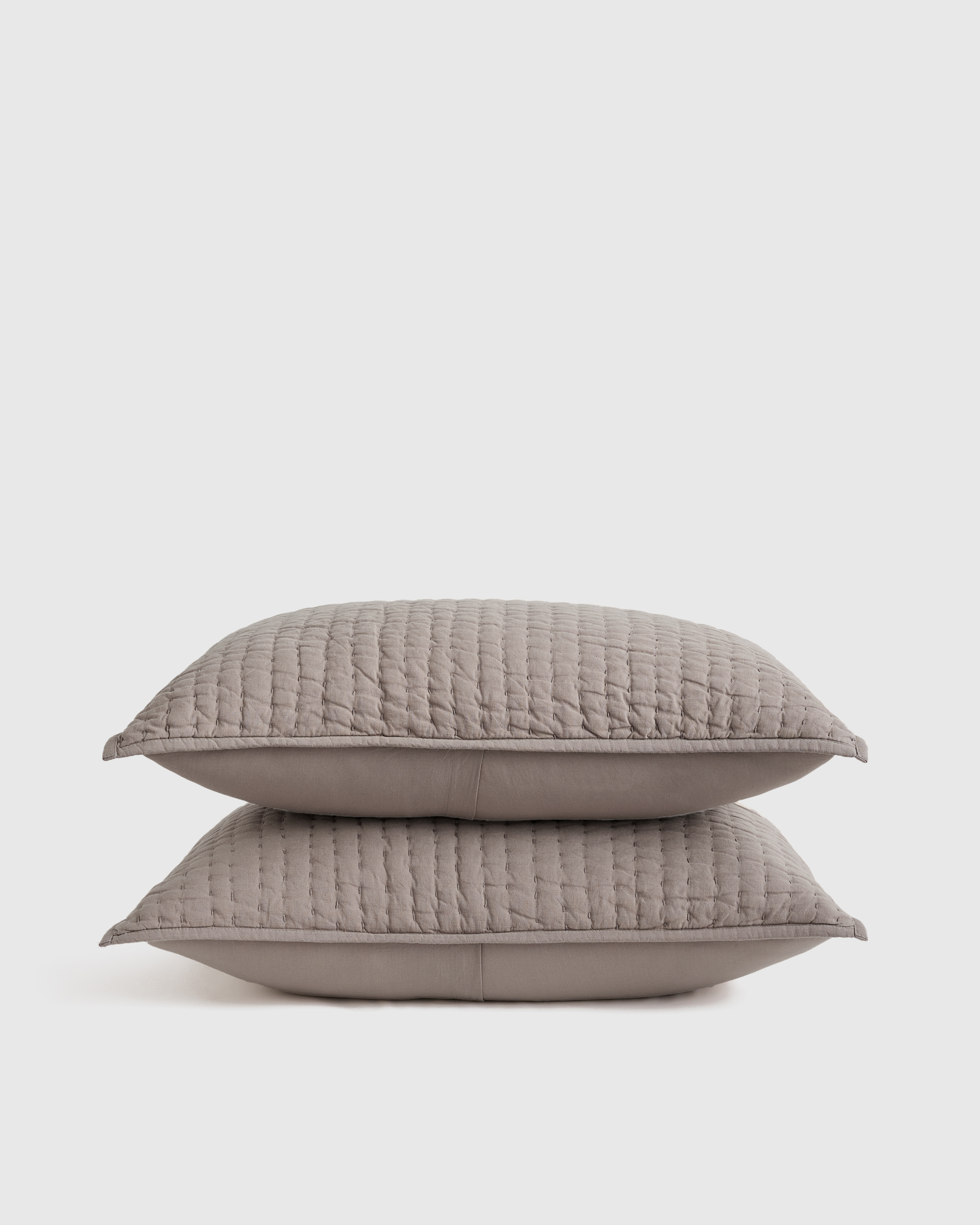 Stone European Linen Cotton Stitch Sham Set