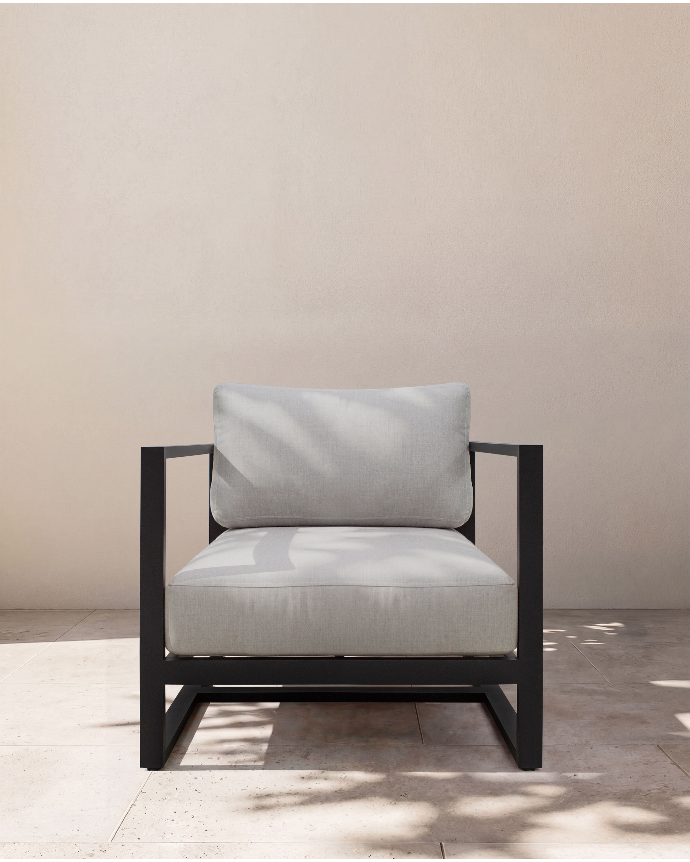Dark Charcoal Linear Aluminum Outdoor Lounge Chair