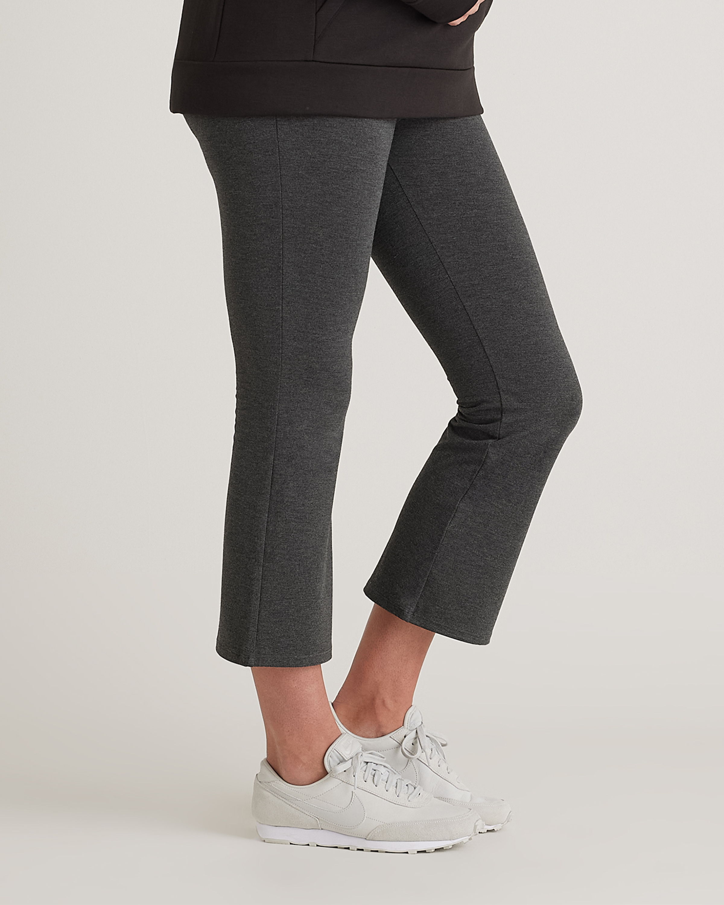 Charcoal Heather Bamboo Jersey Maternity Crop Flare Pant