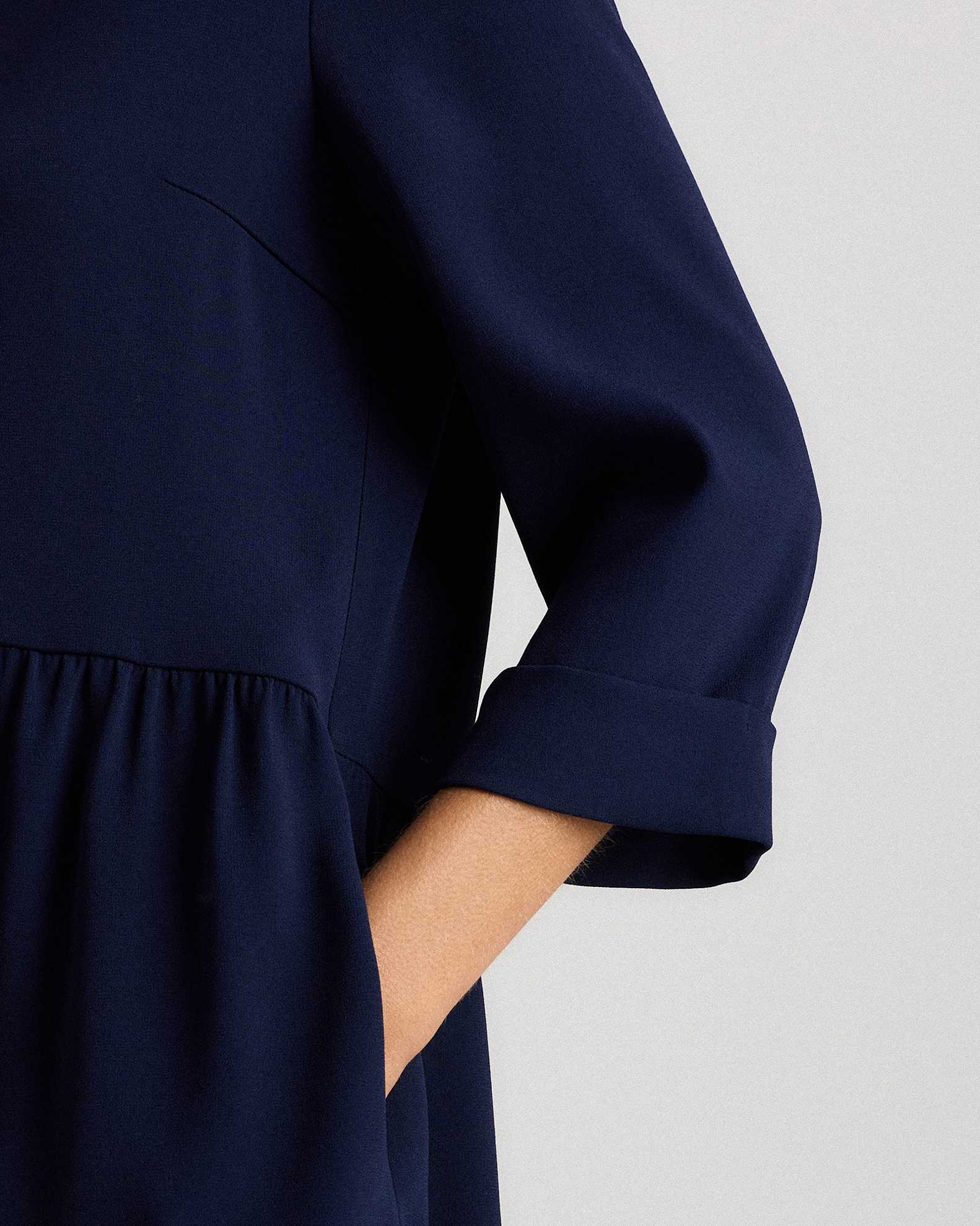 Fluid Crepe Shirt Dress in Navy Fluid Crepe Shirt Dress in Navy