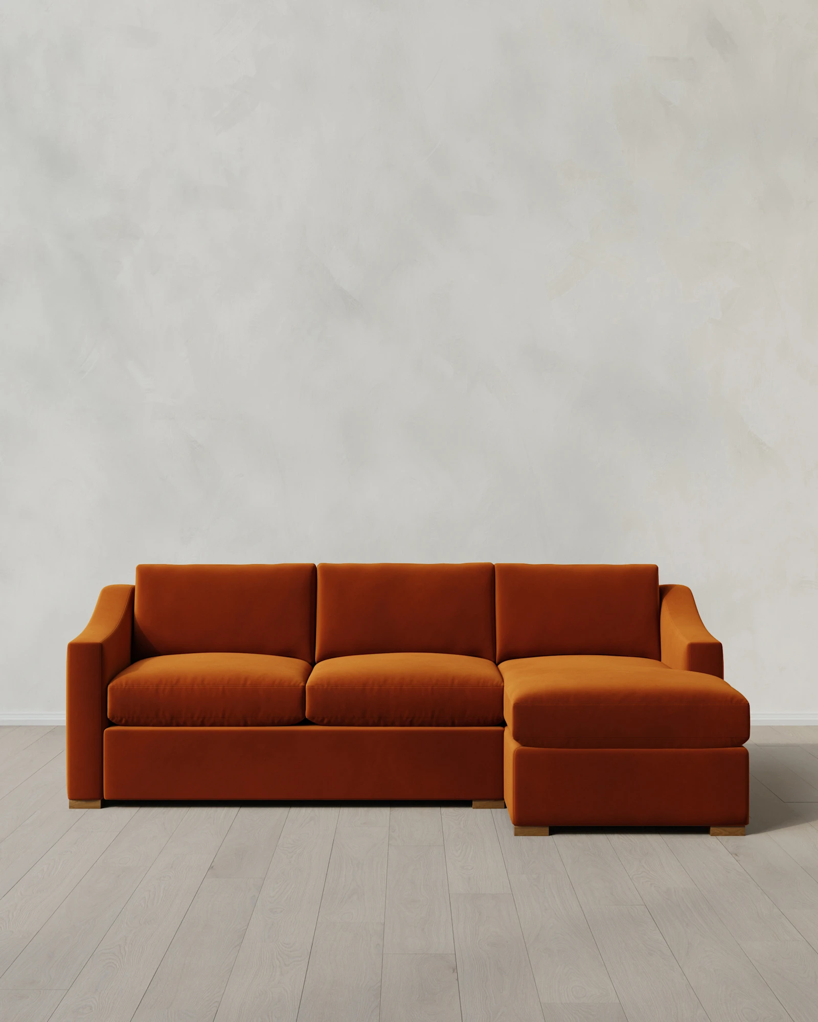 Hollis Slope Arm Chaise Sectional in Performance Velvet