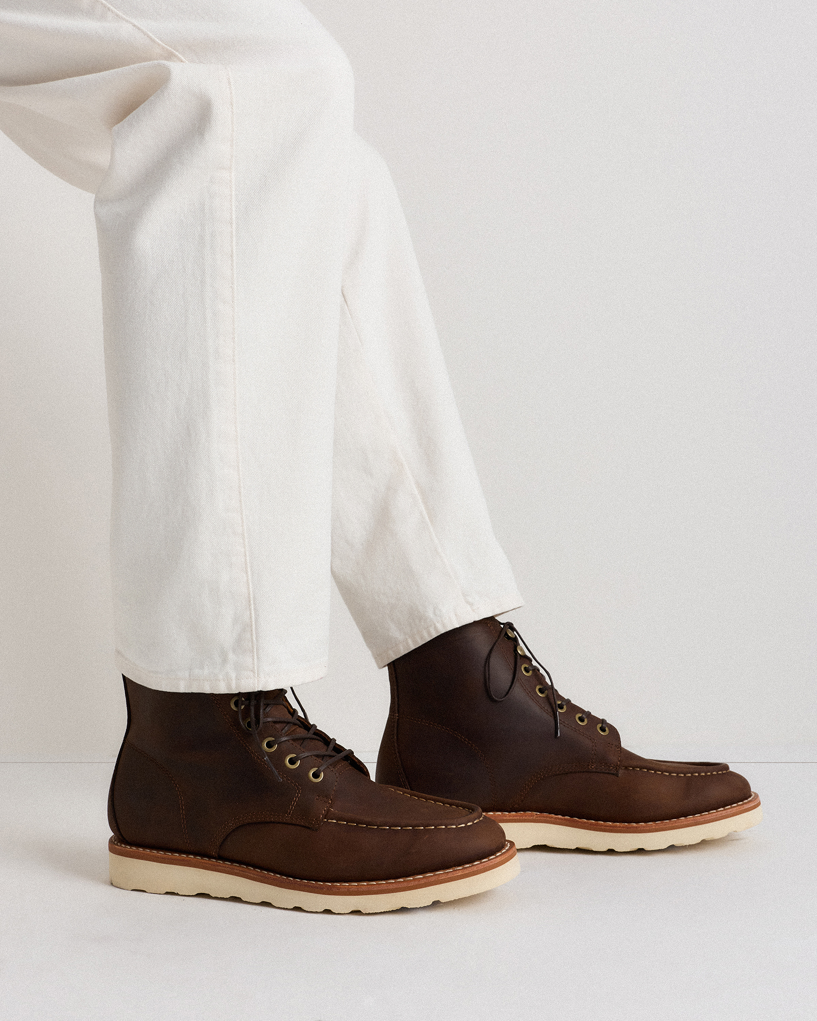 Crafted Leather Moc Toe Boot in Cafe