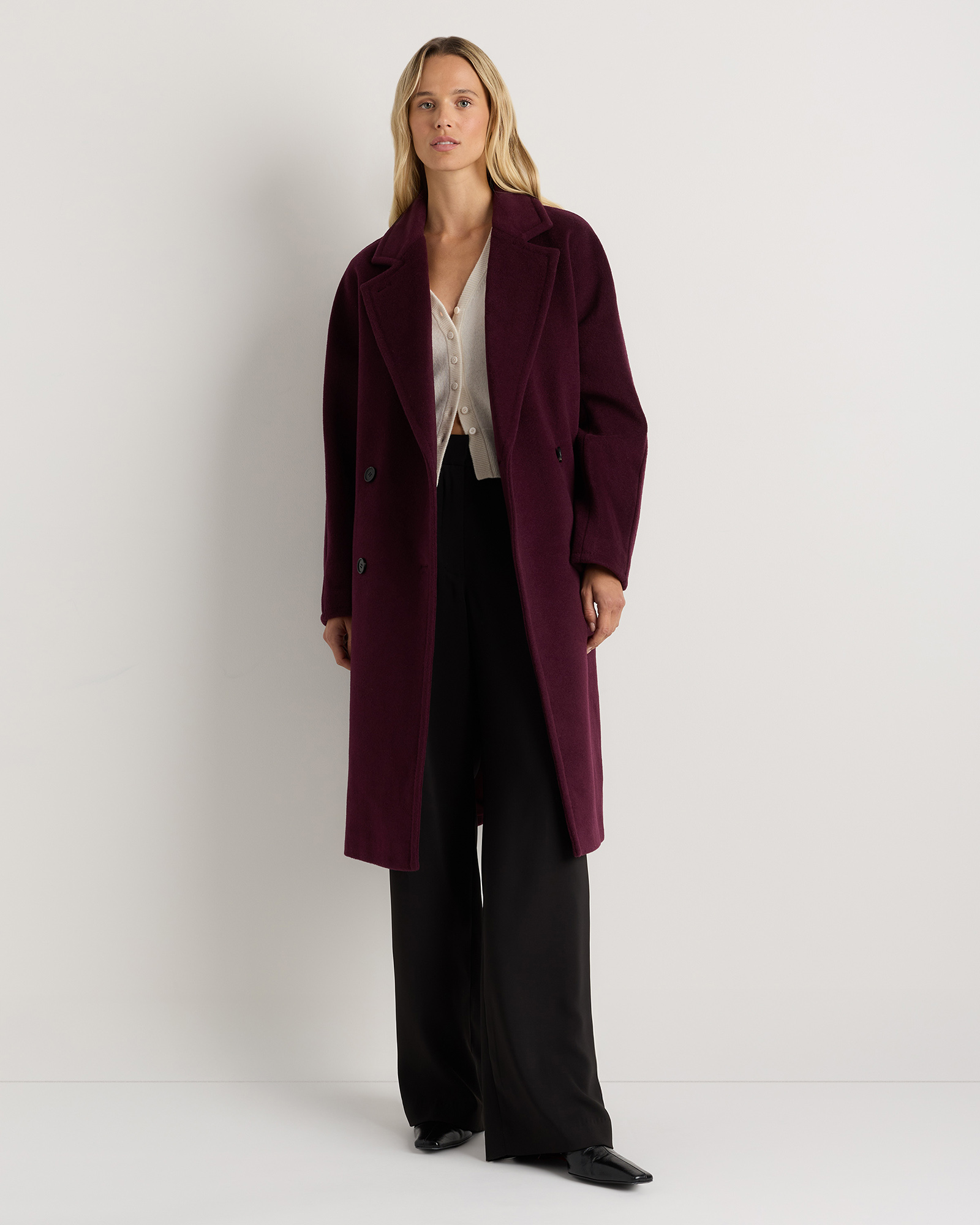 Winetasting Wool Cashmere Double-Breasted Slouch Coat