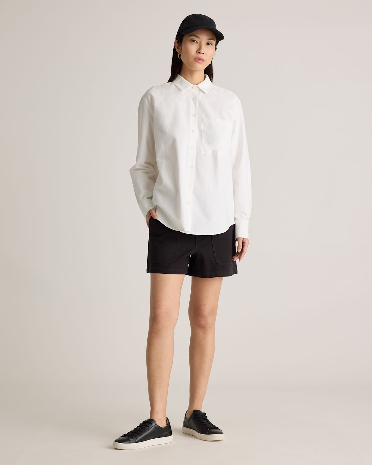 Quince organic cotton relaxed oxford shirt in white