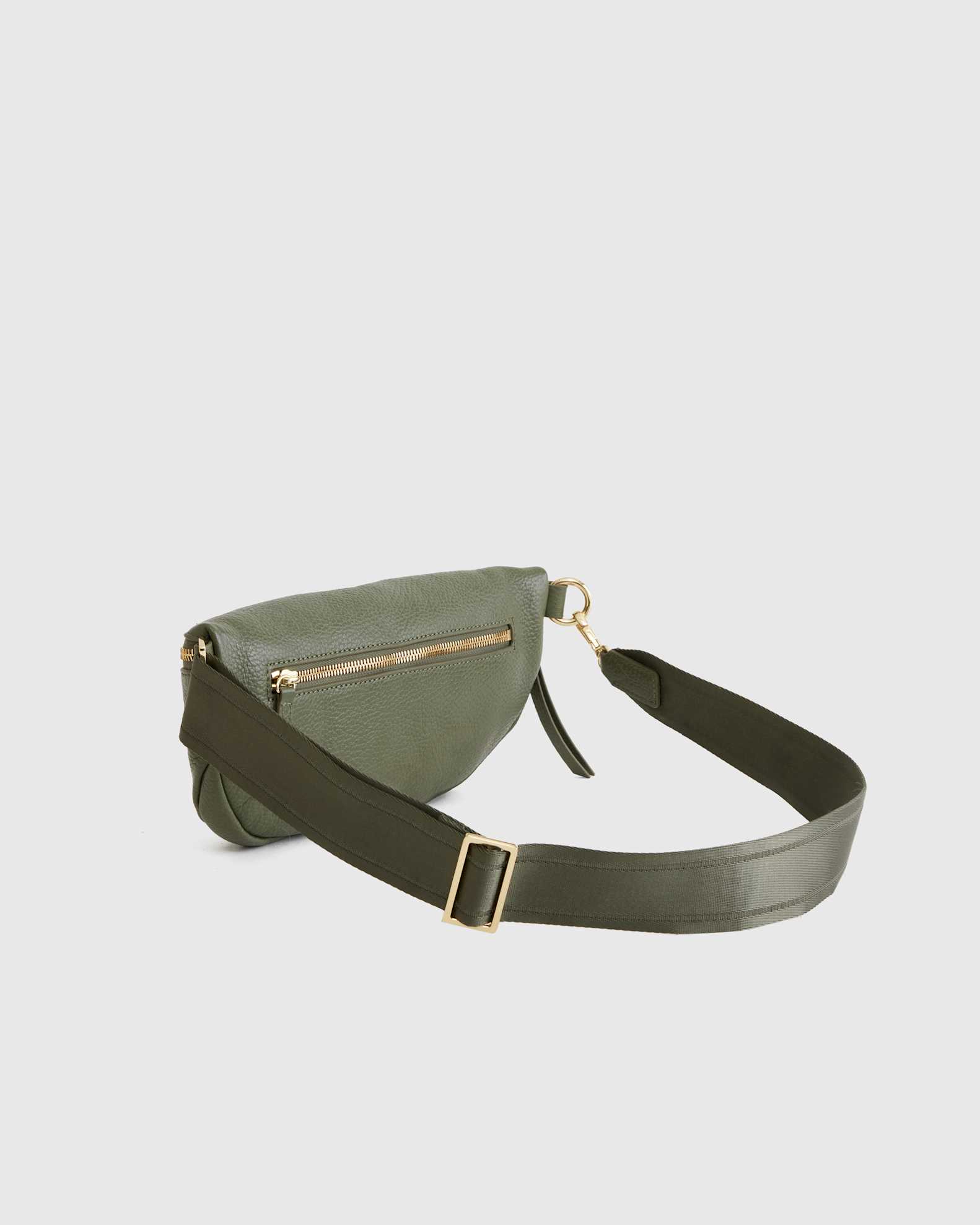 Italian Pebbled Leather Sling Bag in Olive