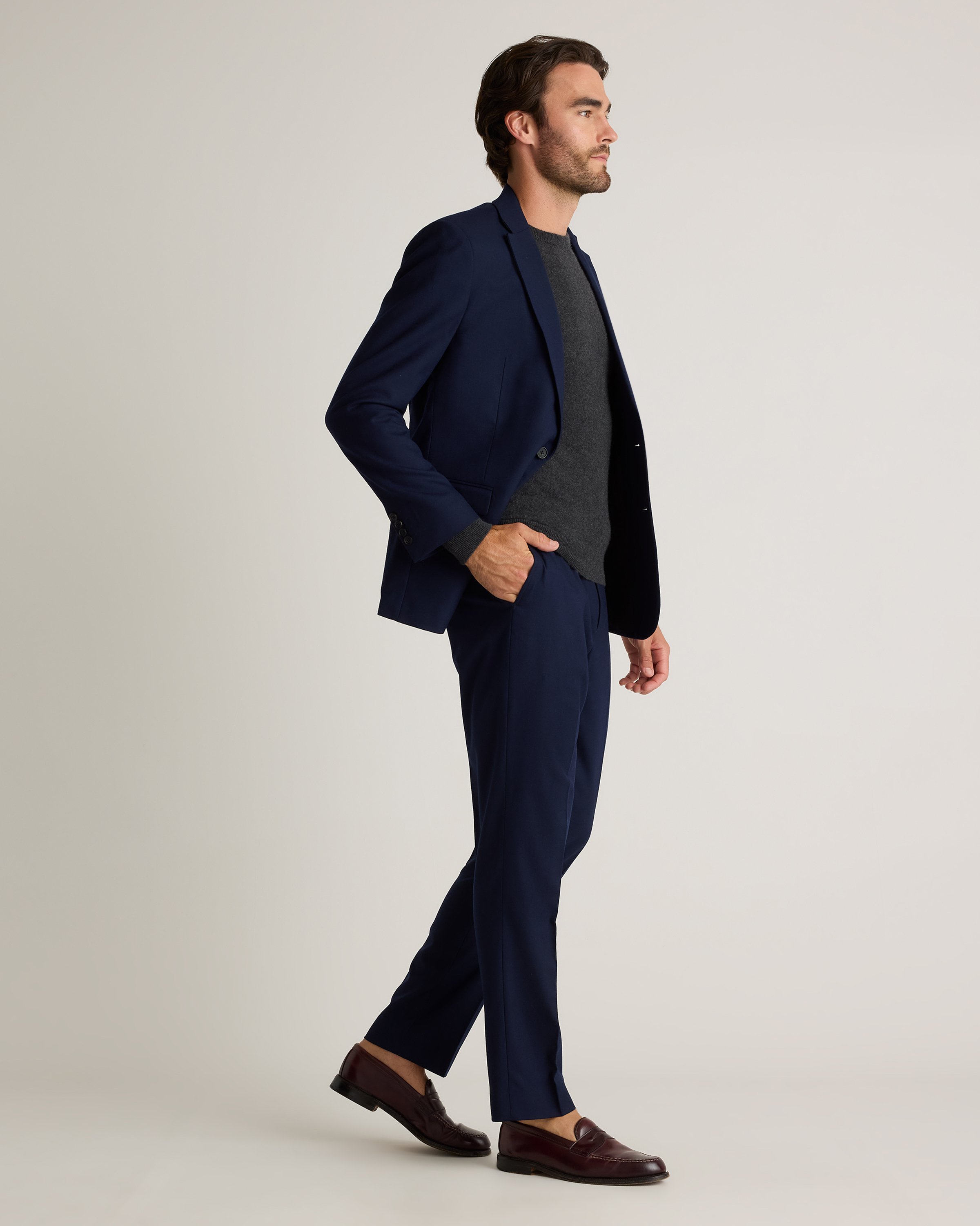 blue wool dress pants The Black Tux Light Suit Pants-Classic In Blue | Size: 50/32