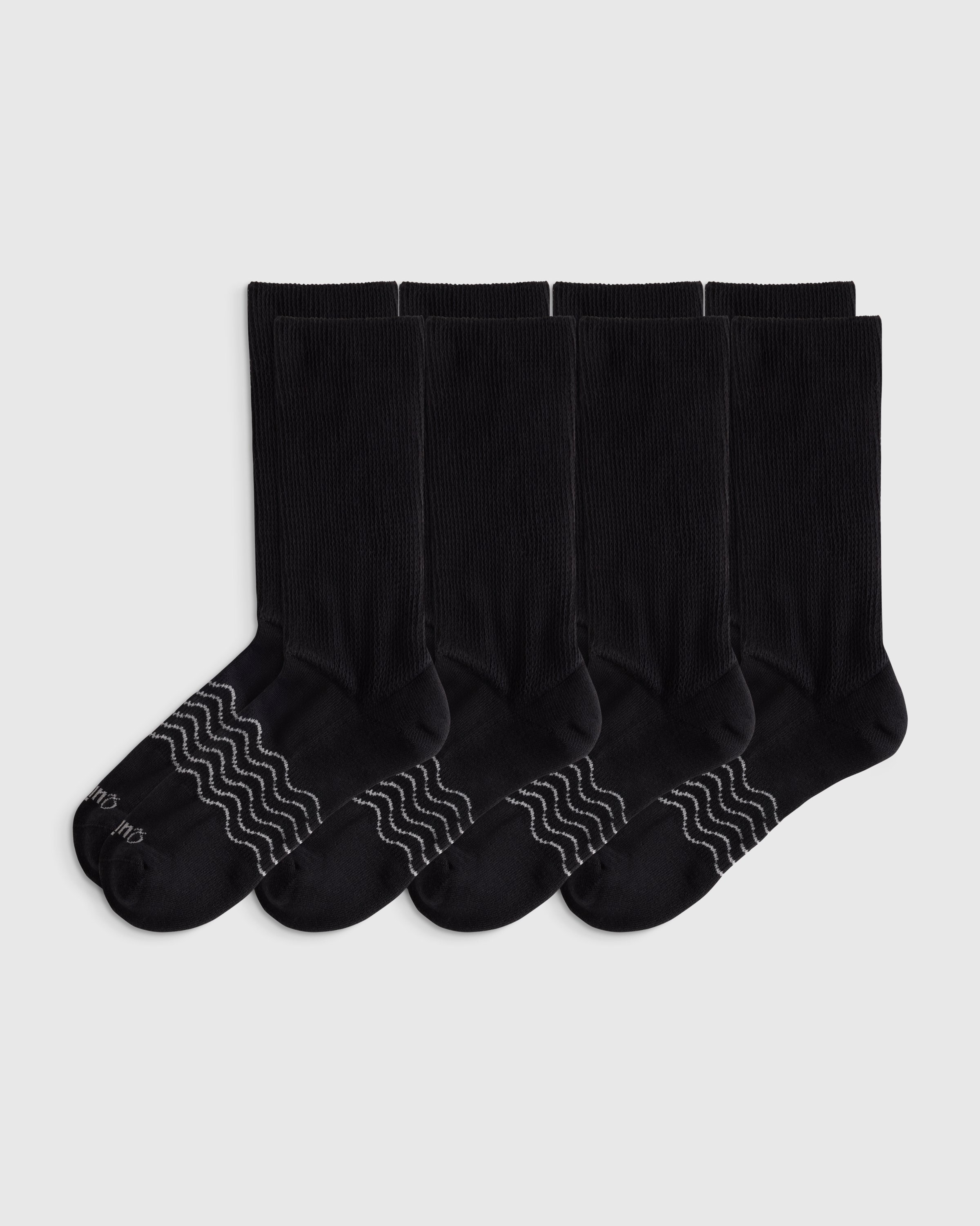 Black Everyday Cotton Targeted Stretch Crew Socks (4-Pack)
