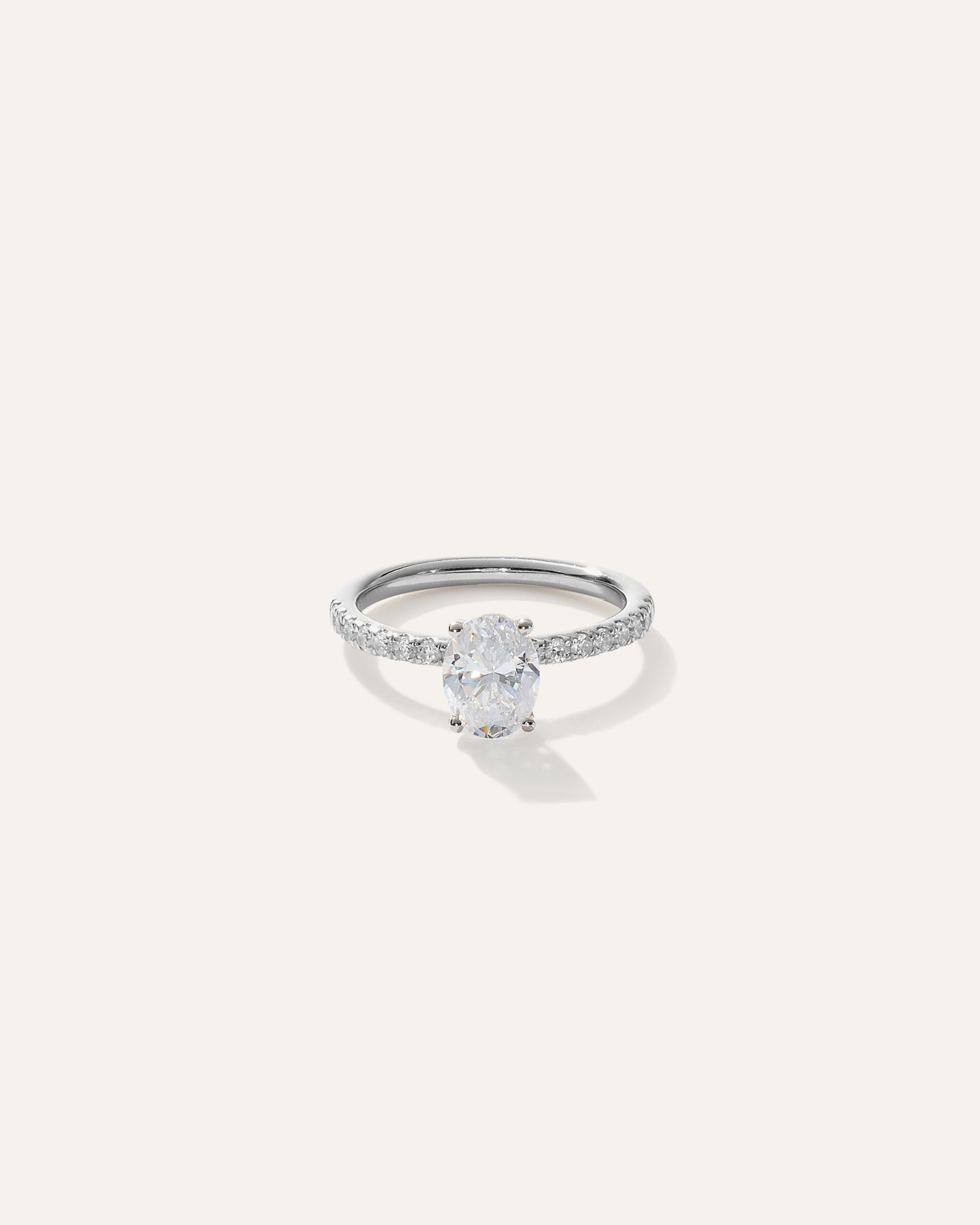 Lab Grown Diamond Oval Petite Pave Engagement Ring