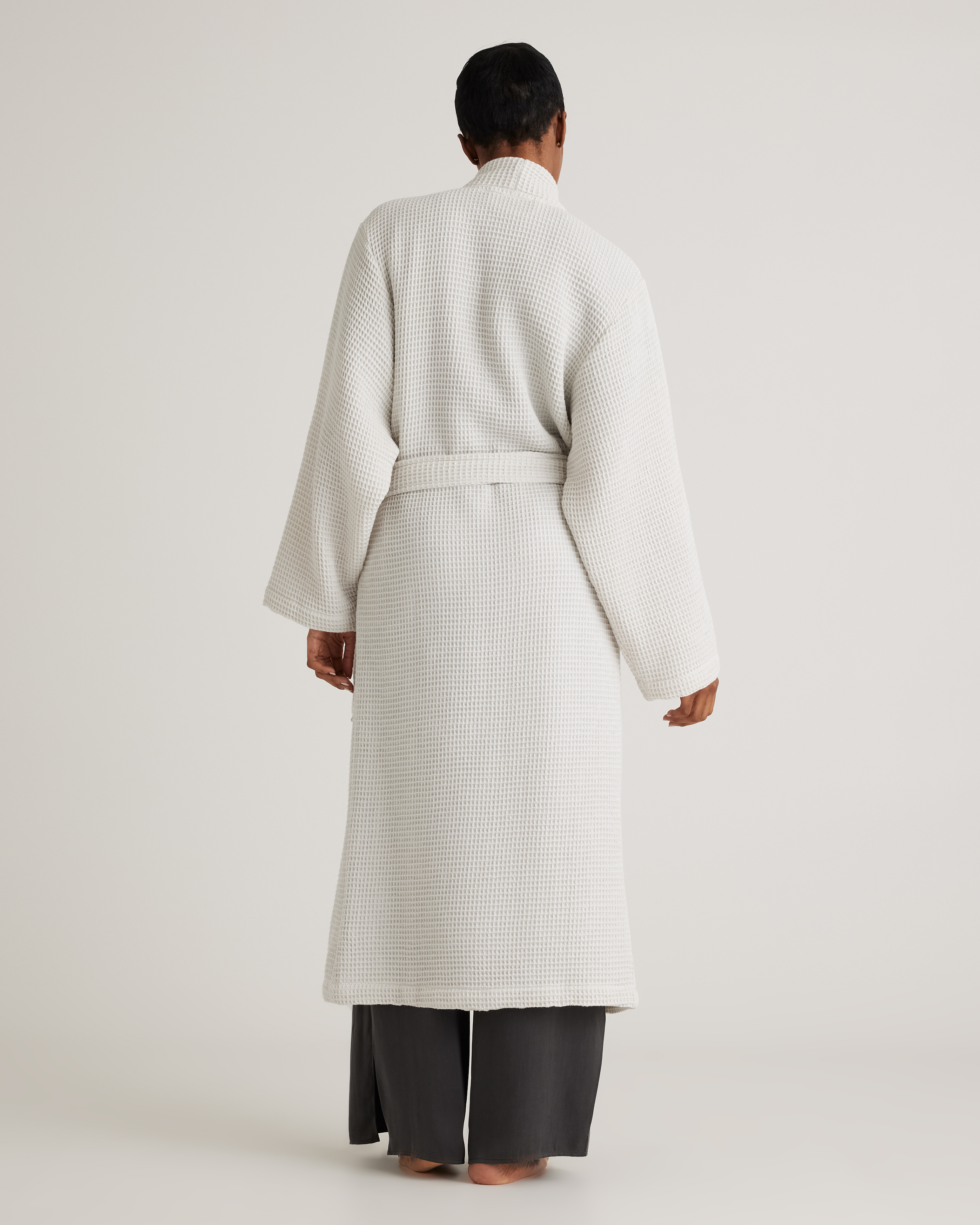 Organic Turkish Waffle Robe - Silver, L