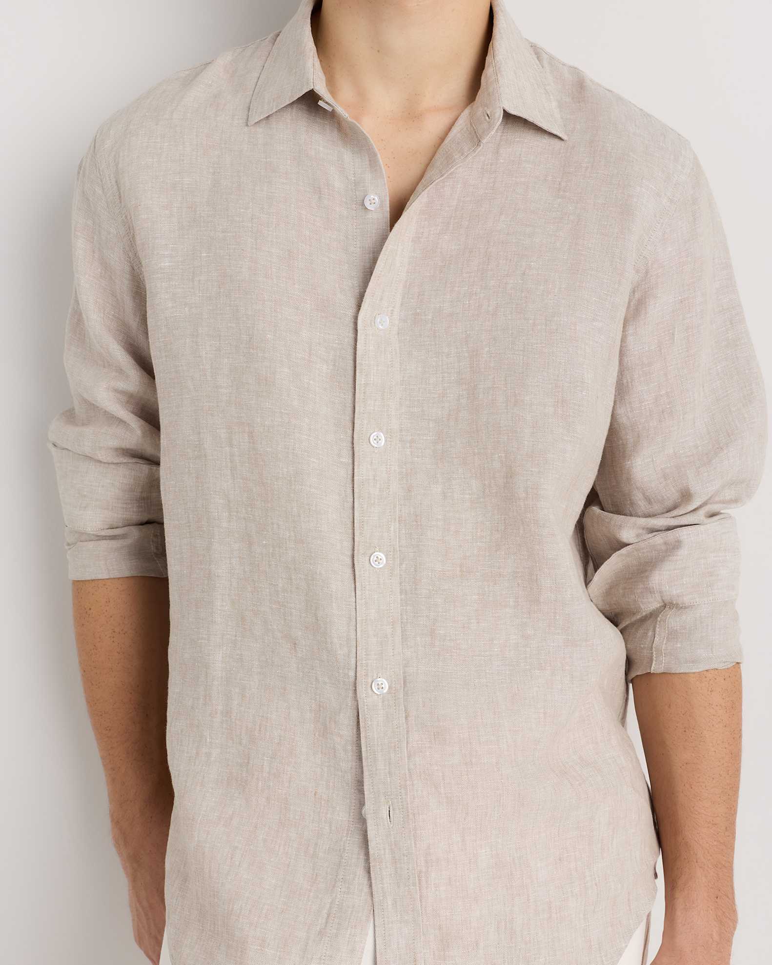100% European Linen Long Sleeve Shirt in Flax 100% European Linen Long Sleeve Shirt in Flax