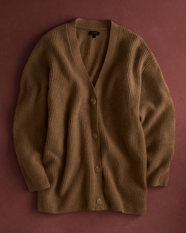Teak Mongolian Cashmere Oversized Boyfriend Cardigan Sweater