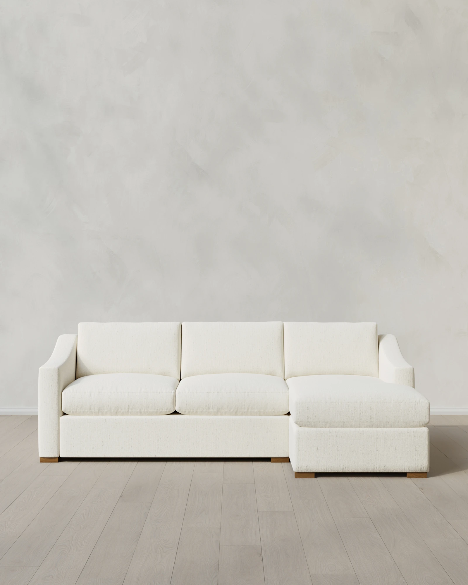Hollis Slope Arm Chaise Sectional in Performance Chenille Linen Blend