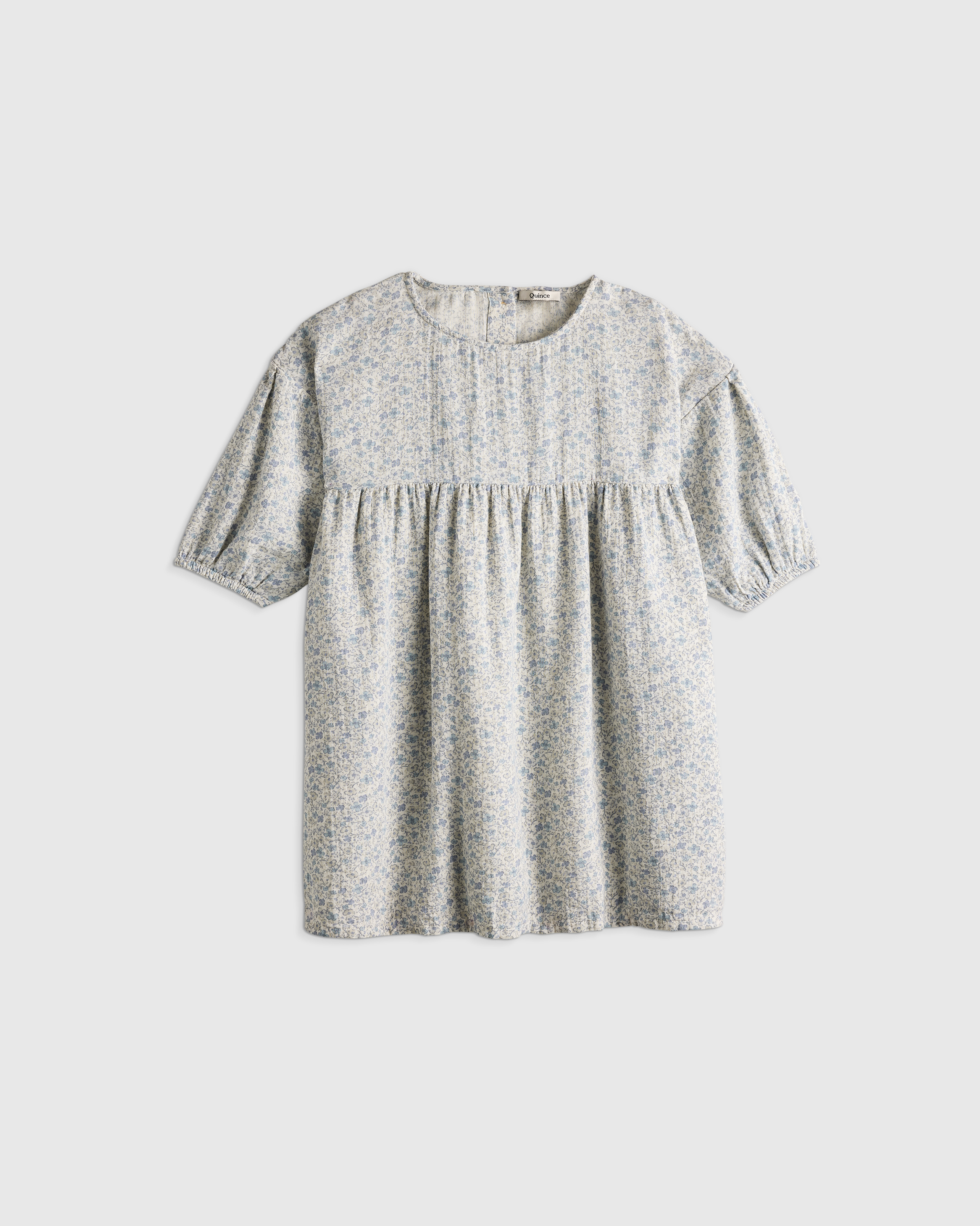 Blue Sweetpea Floral 100% Organic Cotton Gauze Dress