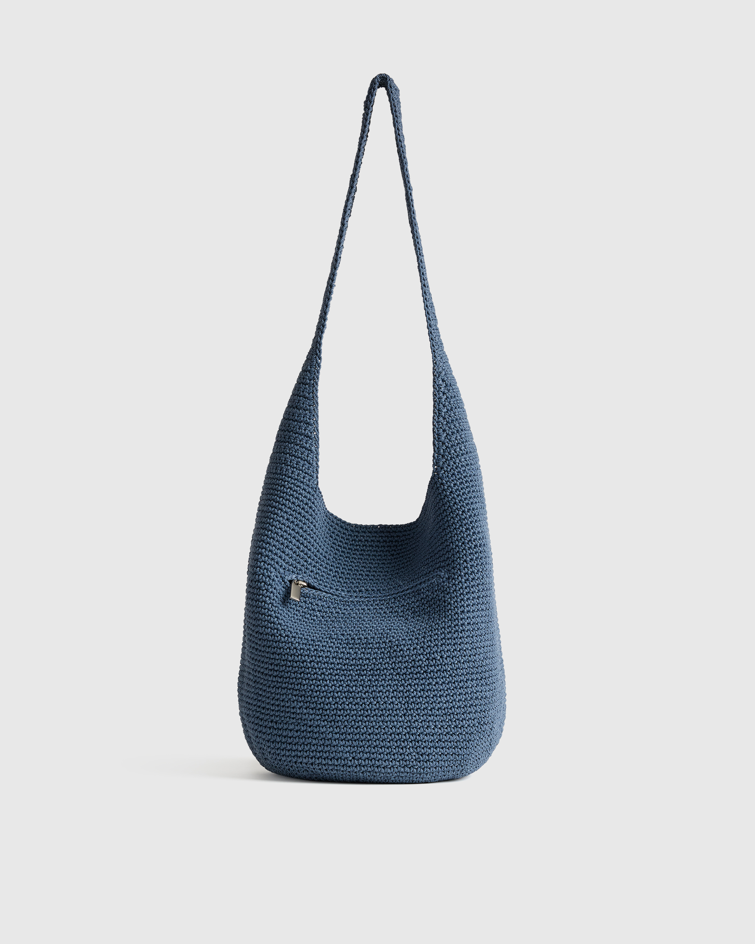 ショルダーバッグ・ポシェット CROCHET SHOULDER BAG Hand Crochet Hobo Shoulder Bag in Denim Blue