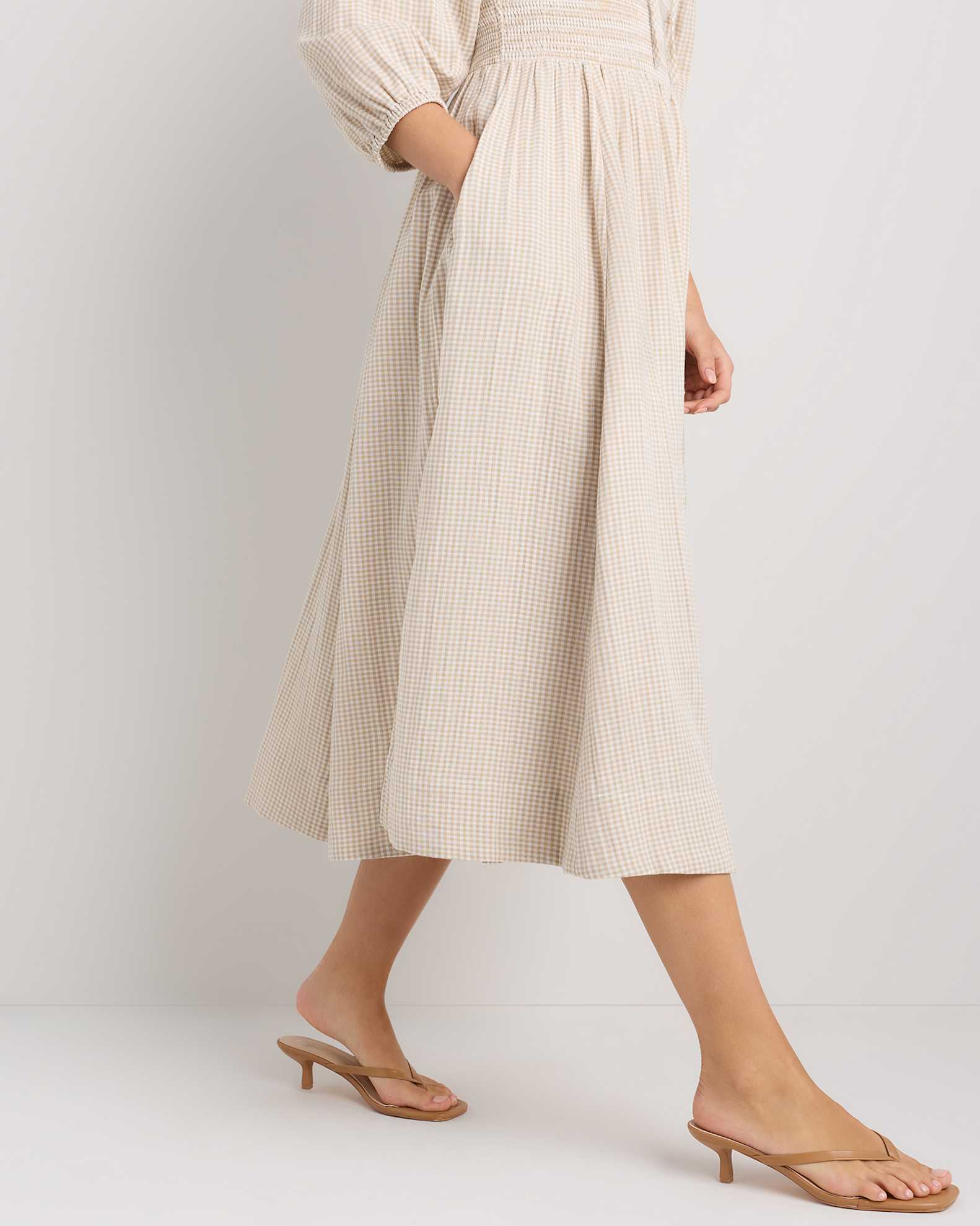 100% Organic Cotton Gauze Smocked Square Neck Midi Dress 100% Organic Cotton Gauze Smocked Square Neck Midi Dress