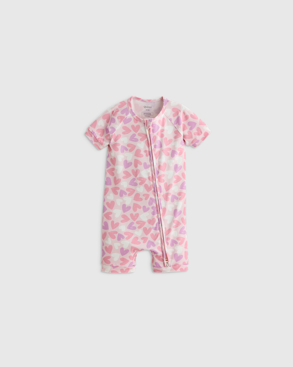 Lavender Hearts Bamboo Shortie Onesie Pajama