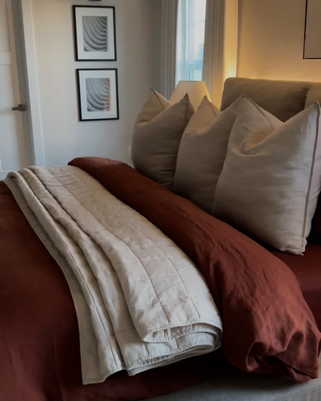 tobacco linen duvet COVER lived in look Tobacco Stripe Duvet Cover