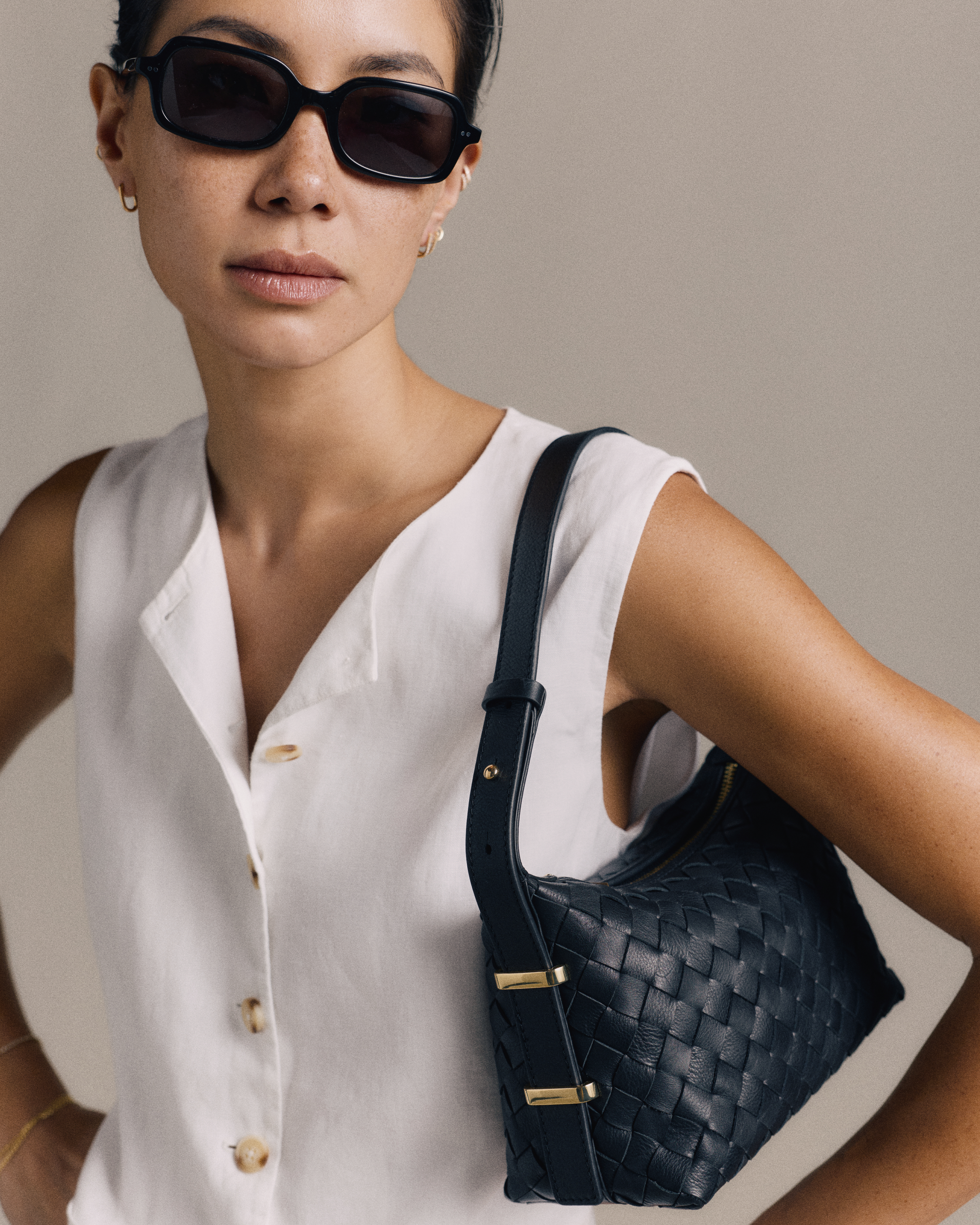 Black with Grey lens Santiago Polarized Acetate Sunglasses