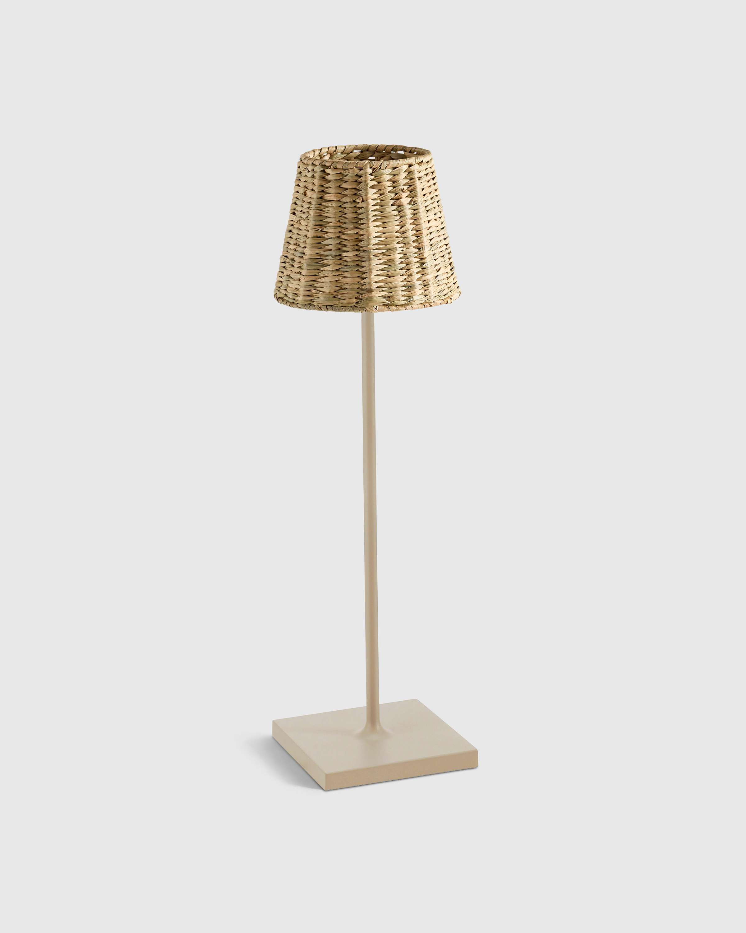 Sand Poldina Pro Rechargeable Table Lamp with Seagrass Shade by Zafferano