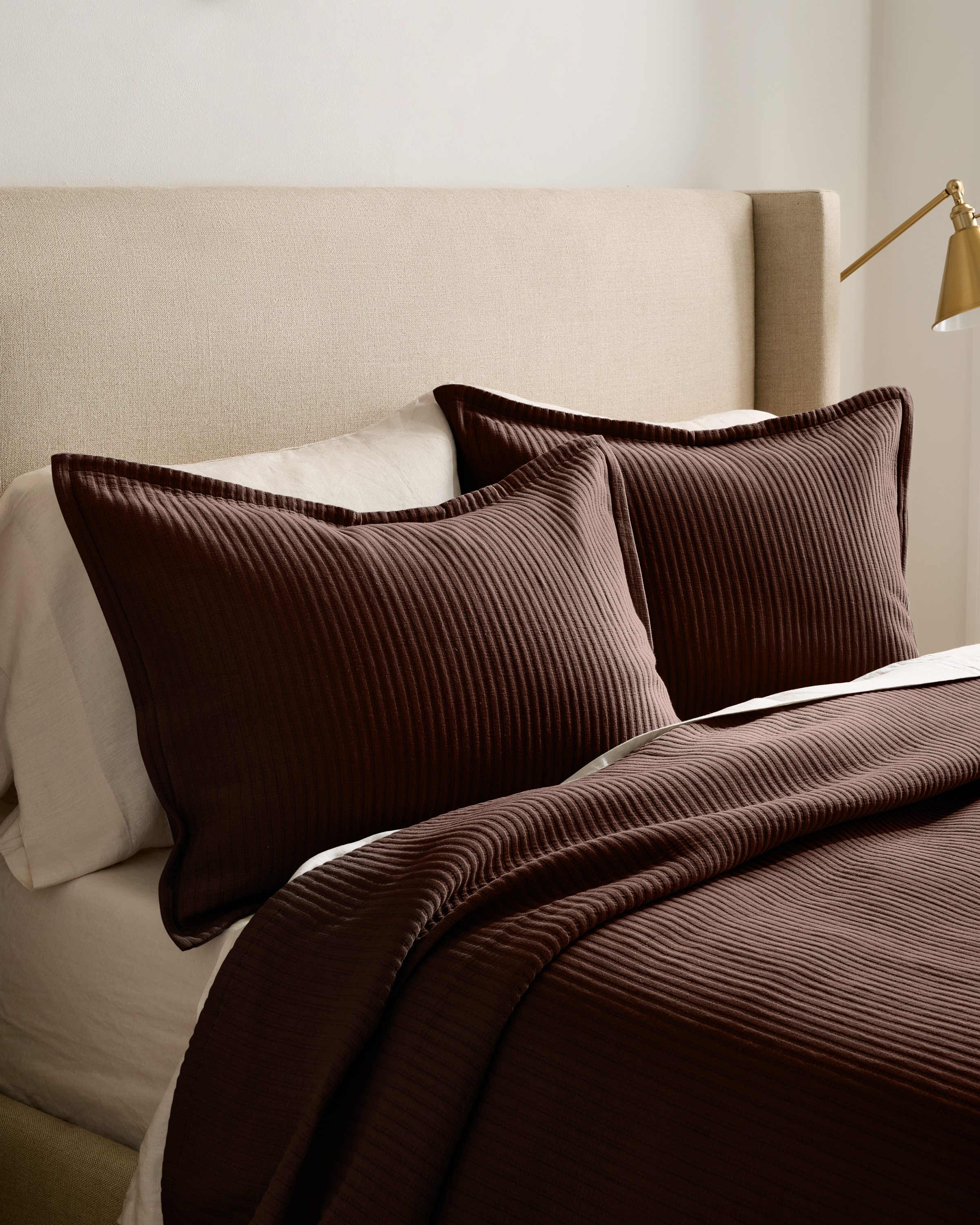 Espresso Organic Cotton Matelasse Sham Set