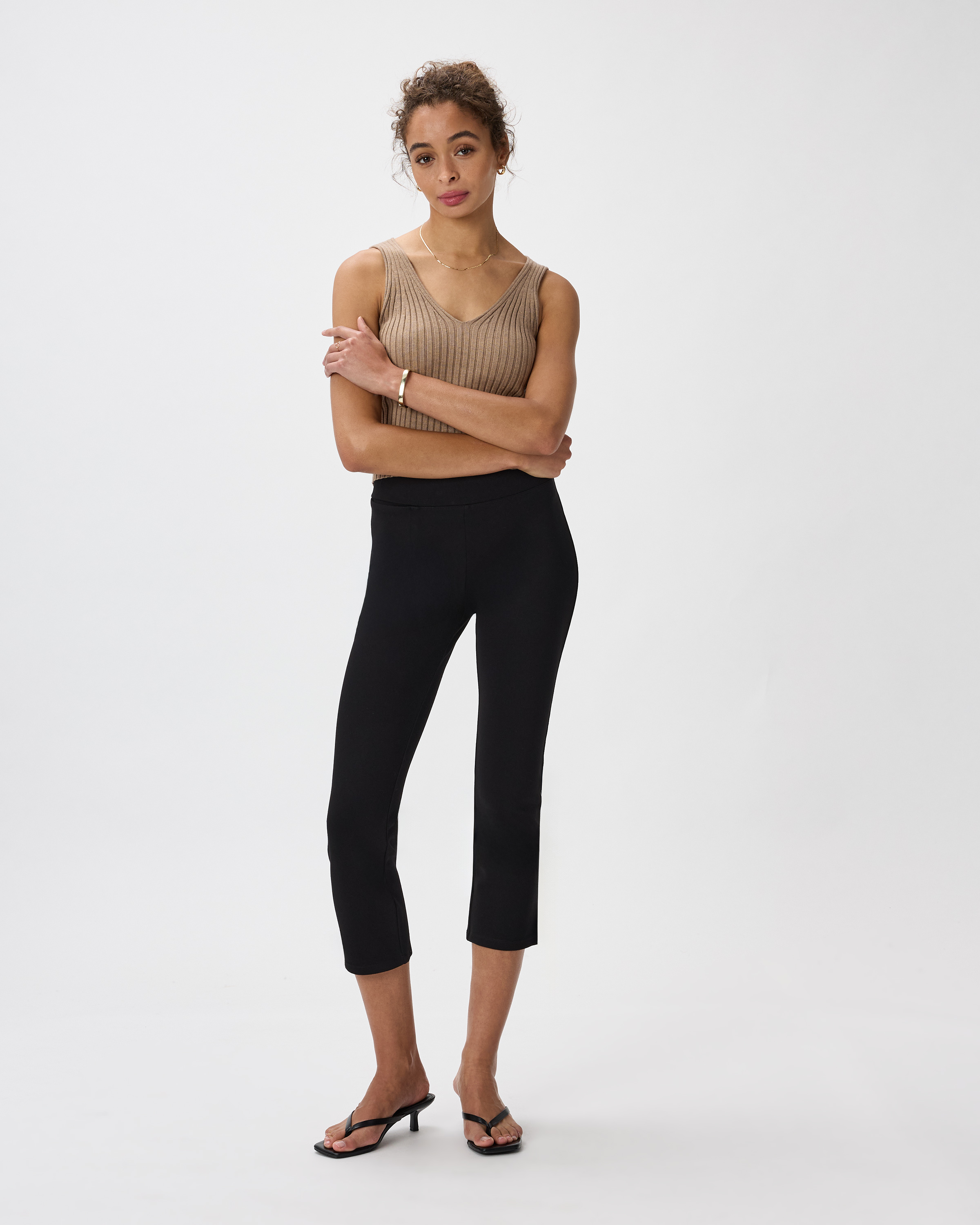 Ultra-Stretch Ponte Kick Flare Pants in Black