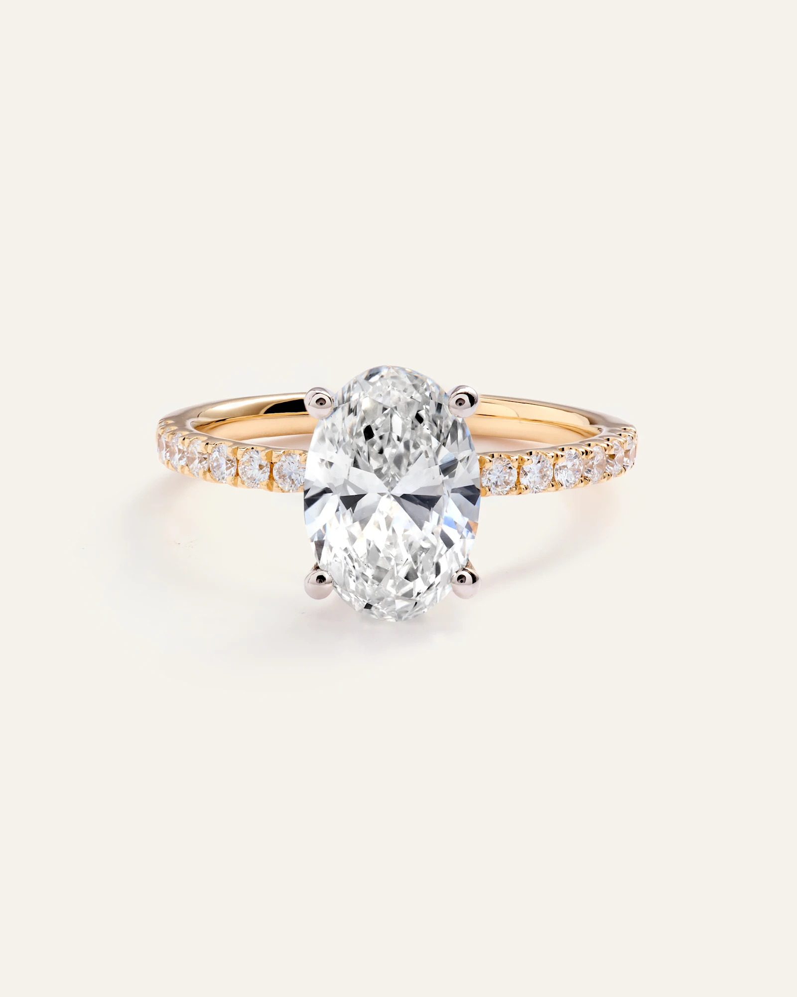 Lab Grown Diamond Oval Petite Pave Engagement Ring