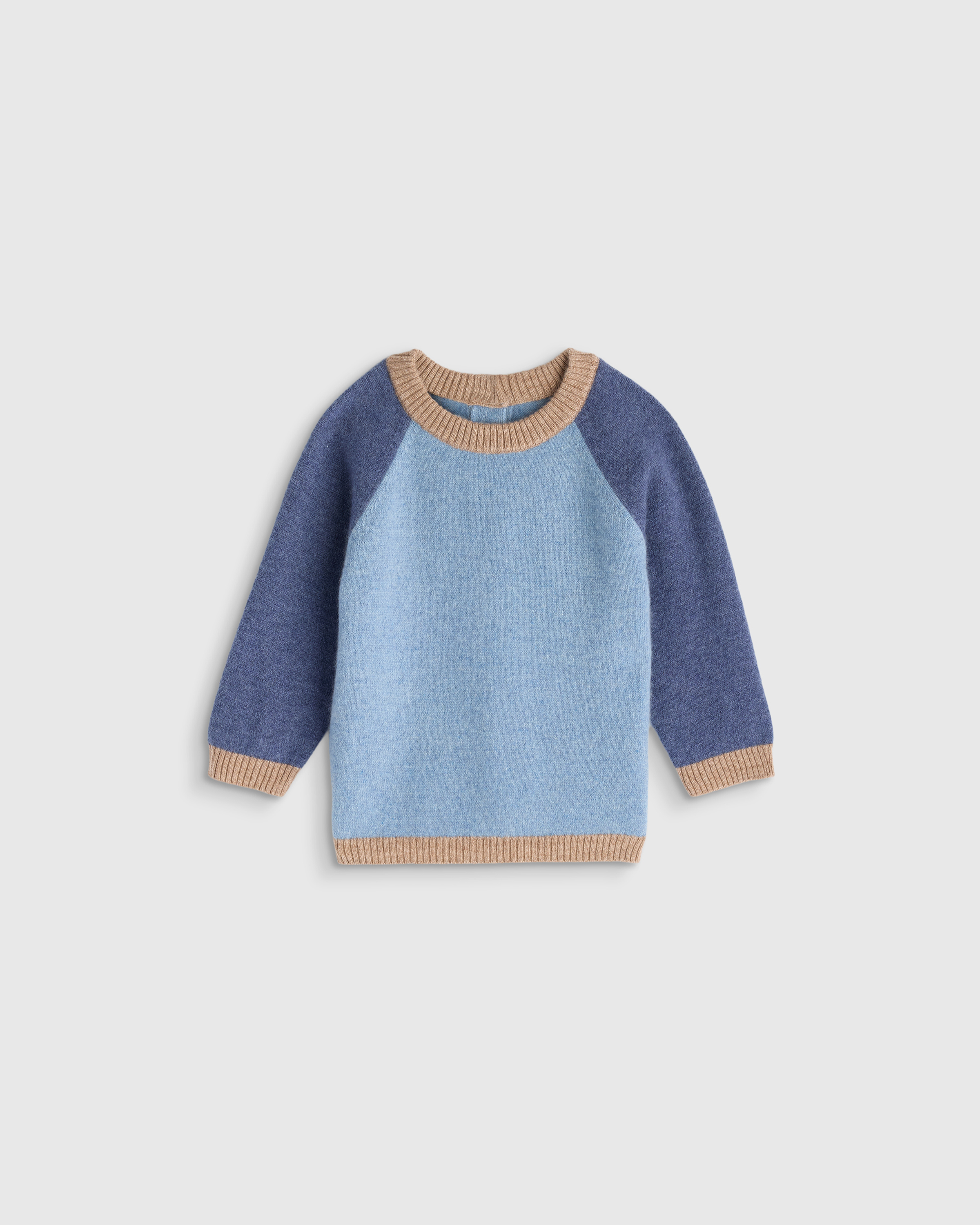 Soft Blue Colorblock Colorblock Cashmere Crewneck Sweater