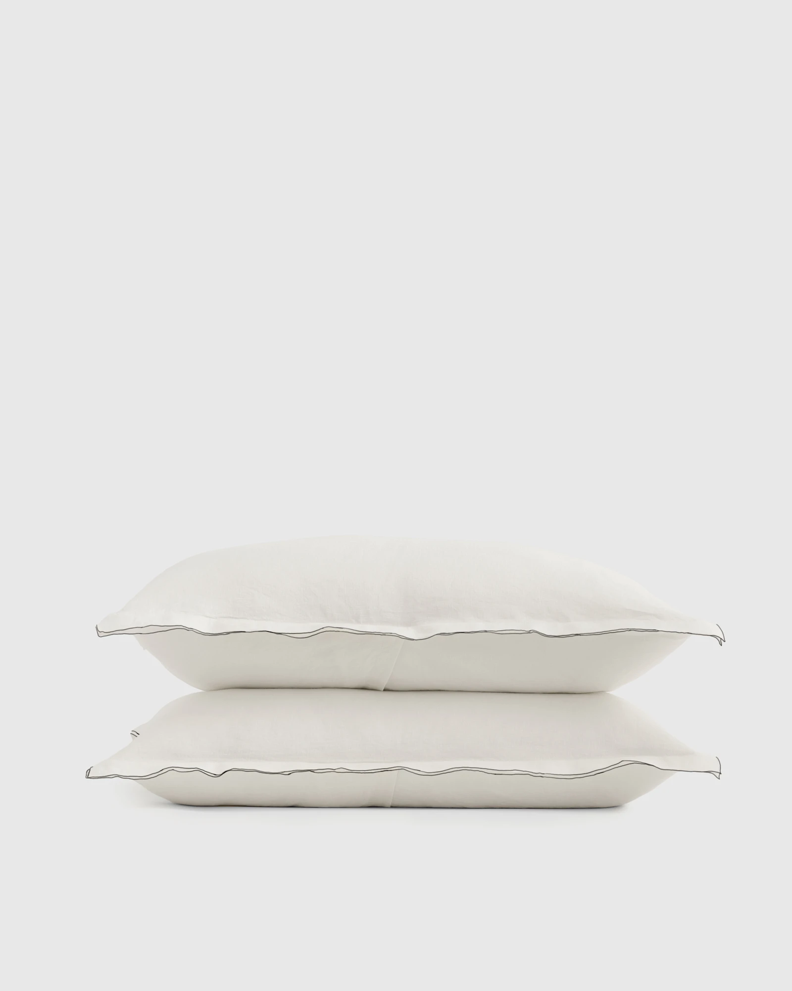 100% European Linen Double Embroidered Edge Sham Set (Standard) by Quince