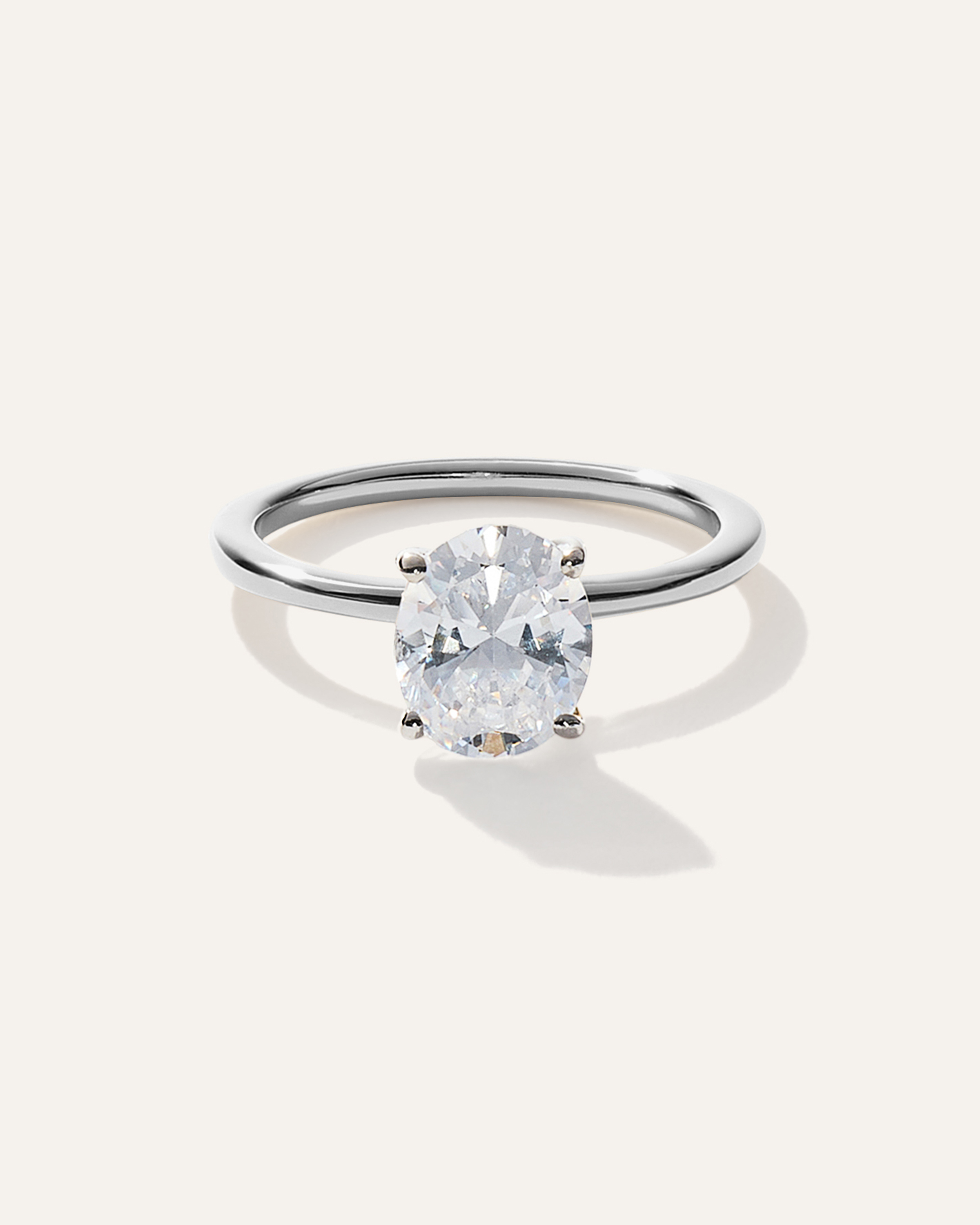 White Gold Lab Grown Diamond Oval Petite Classic Engagement Ring - 1.50ct