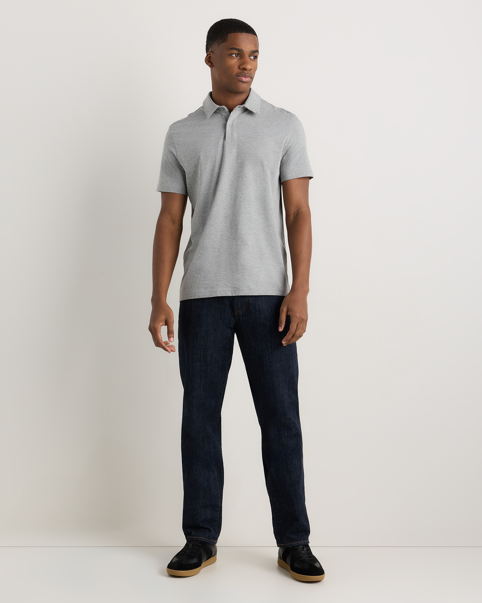 Japanese Lotus Polo in Heather Grey