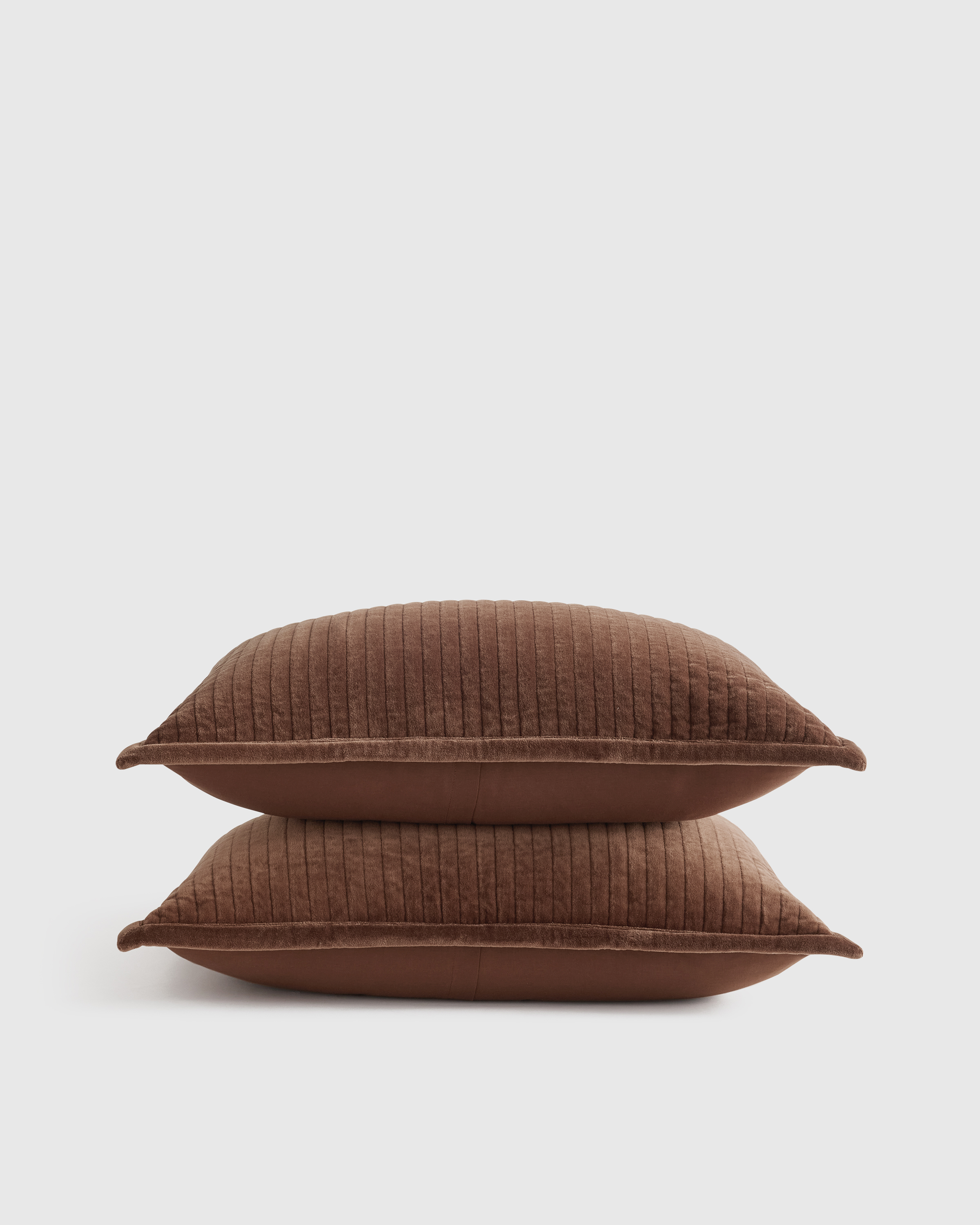 Chestnut Cotton Velvet Channel Quilted Sham Set